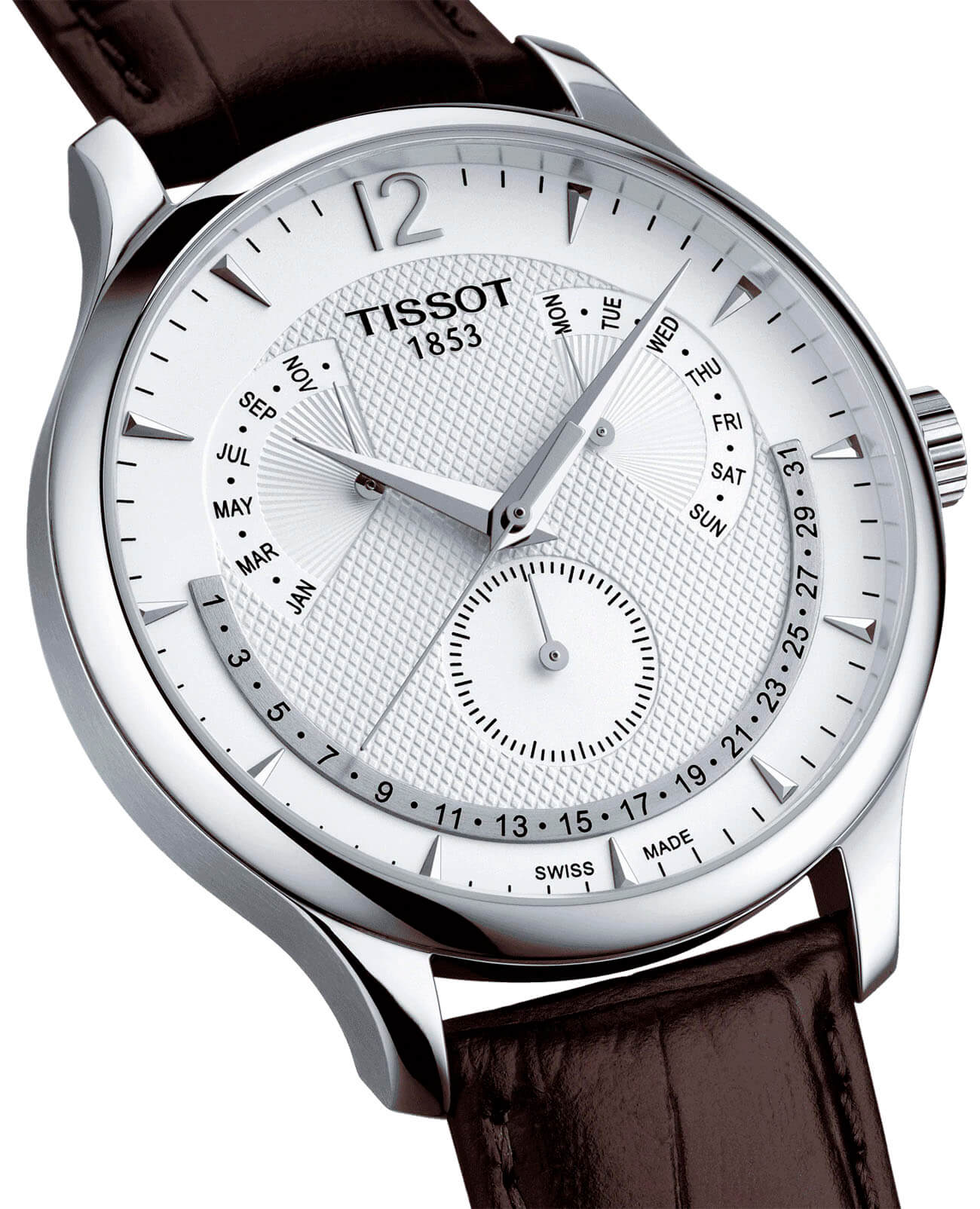 Tissot Tissot Tradition Perpetual Calendar T063.637.16.037.00, t-classic швейцария мужские часы на браслете кожаный боковой вид