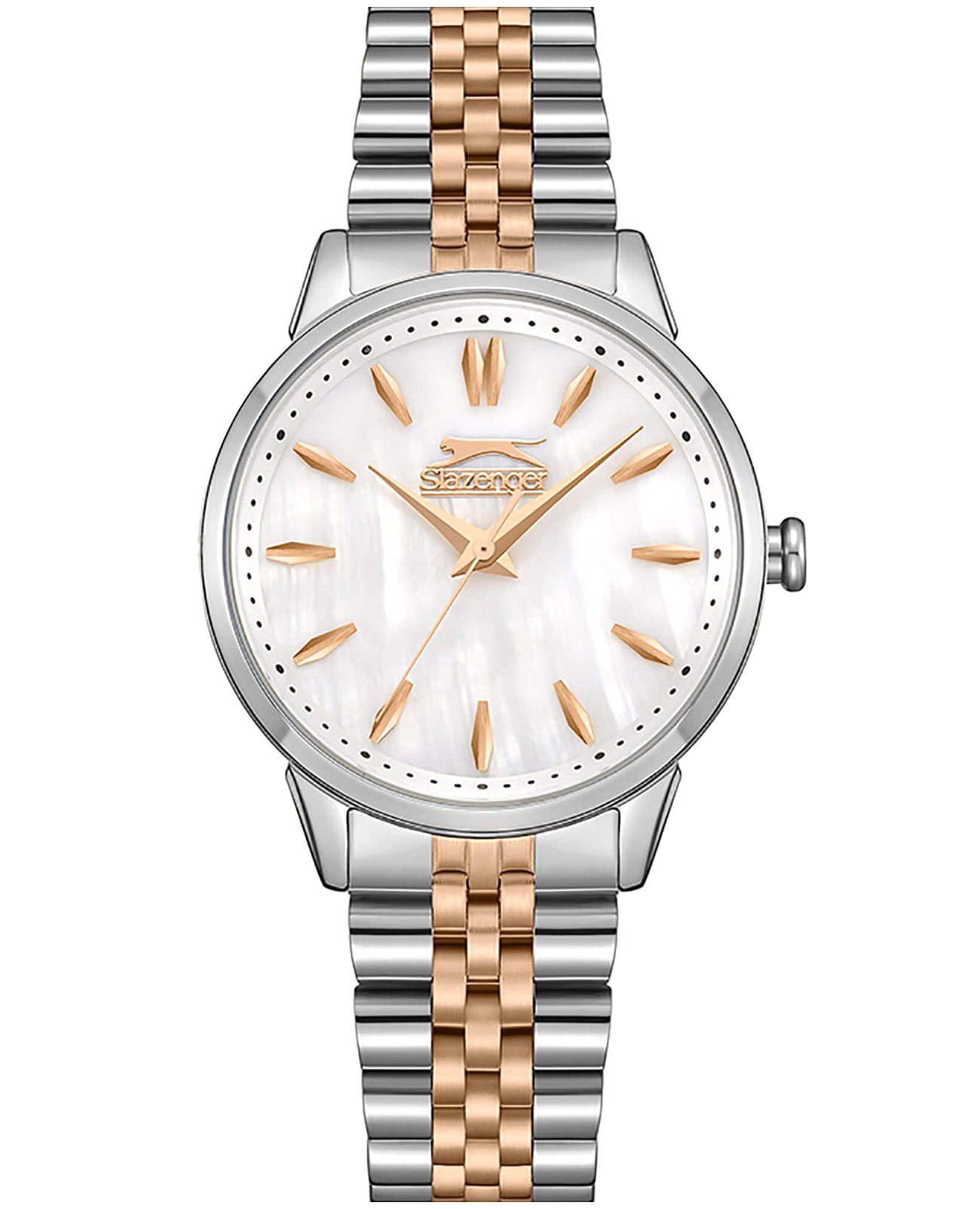Slazenger Slazenger SL.09.2373.3.03  SL.09.2373.3.03 кварцевые женские часы серебристый циферблат, браслет суперметалл с ip покрытием — вид спереди