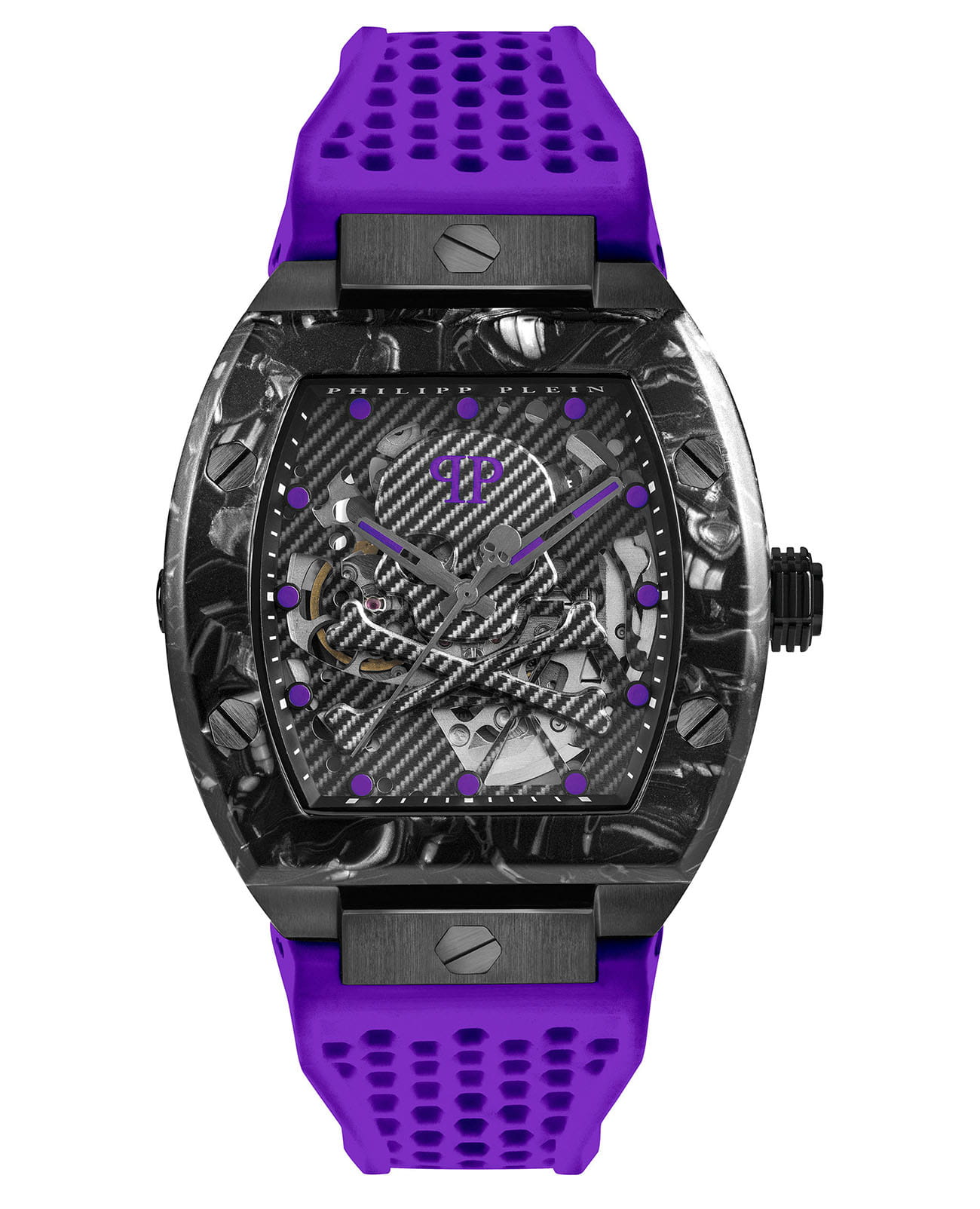 Philipp Plein Philipp Plein The Skeleton PWBAA0922  PWBAA0922 механические мужские часы черный циферблат, браслет силикон — вид спереди