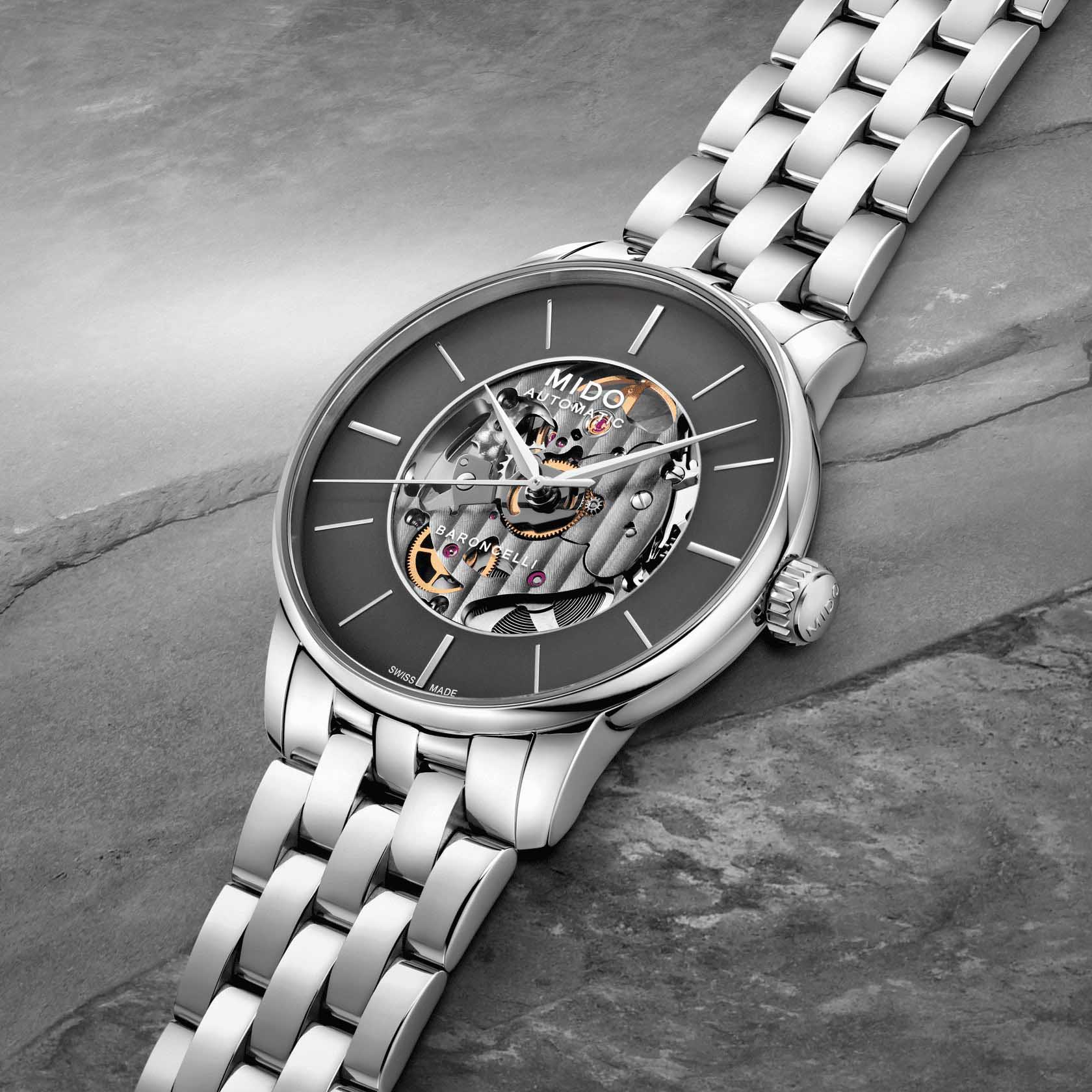 Mido Mido Baroncelli Signature M037.436.11.061.00 механические мужские часы часы крупный план антрацитовый циферблата