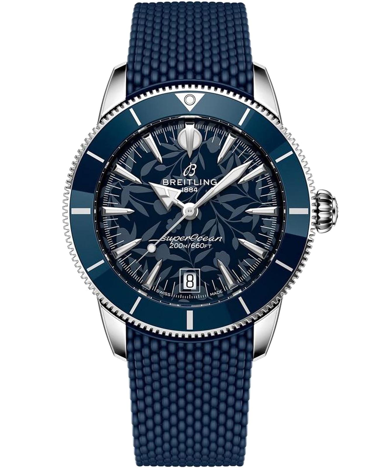 Breitling Breitling Superocean Heritage B31 Automatic 40 Kelly Slater AB31101A1C1S1  AB31101A1C1S1 механические мужские часы синий циферблат, браслет резина — вид спереди