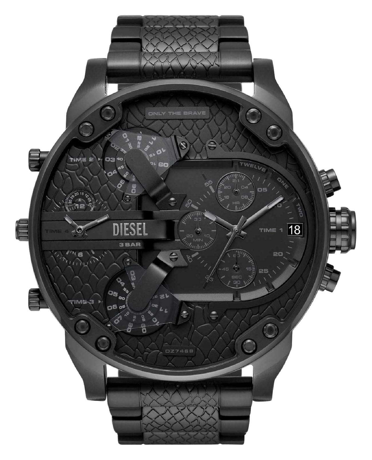 Diesel Diesel Mr. Daddy 2.0 DZ7468  DZ7468 кварцевые мужские часы черный циферблат, браслет нержавеющая сталь с ip-покрытием — вид спереди