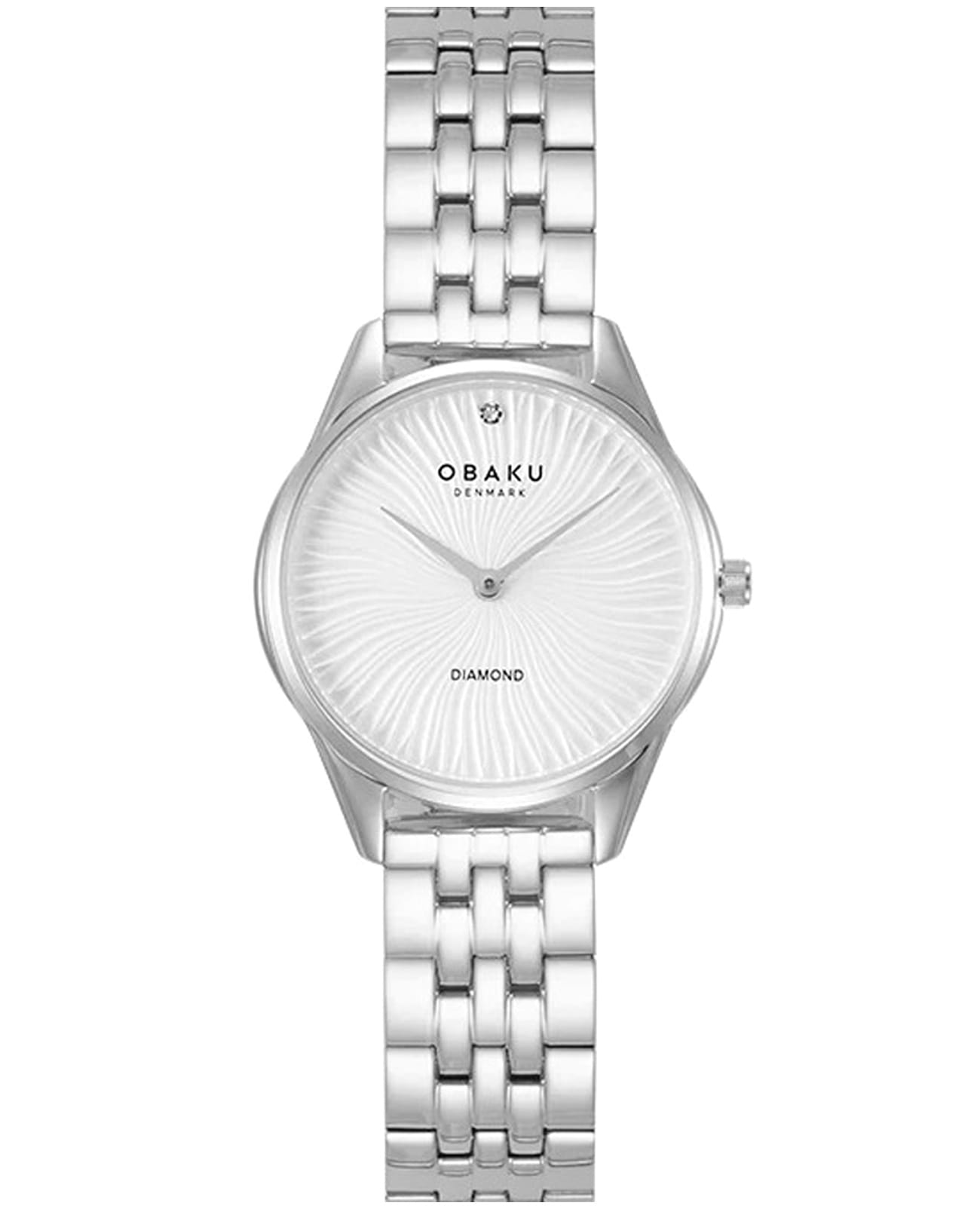 Obaku Obaku Diamond V297LXCISC  V297LXCISC кварцевые женские часы серебристый циферблат, браслет нержавеющая сталь — вид спереди