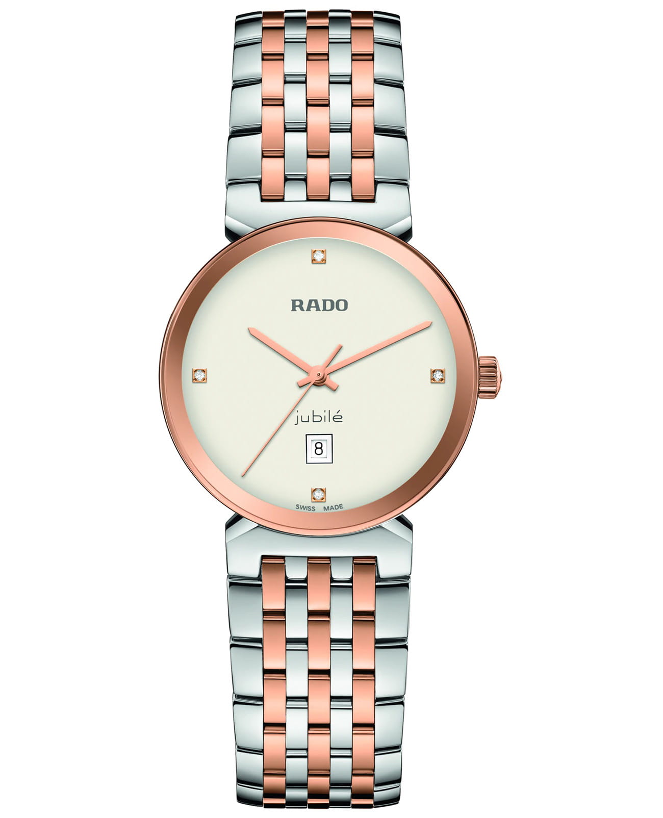 Rado Rado Florence Classic Diamonds R48913723 Classic R48913723 кварцевые женские часы черный циферблат, браслет сталь c pvd покрытием — вид спереди