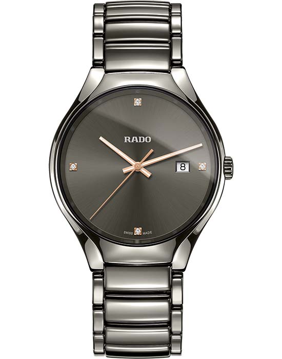 Rado Rado True Diamonds R27239712  R27239712 кварцевые мужские часы серый циферблат, браслет плазменная керамика — вид спереди