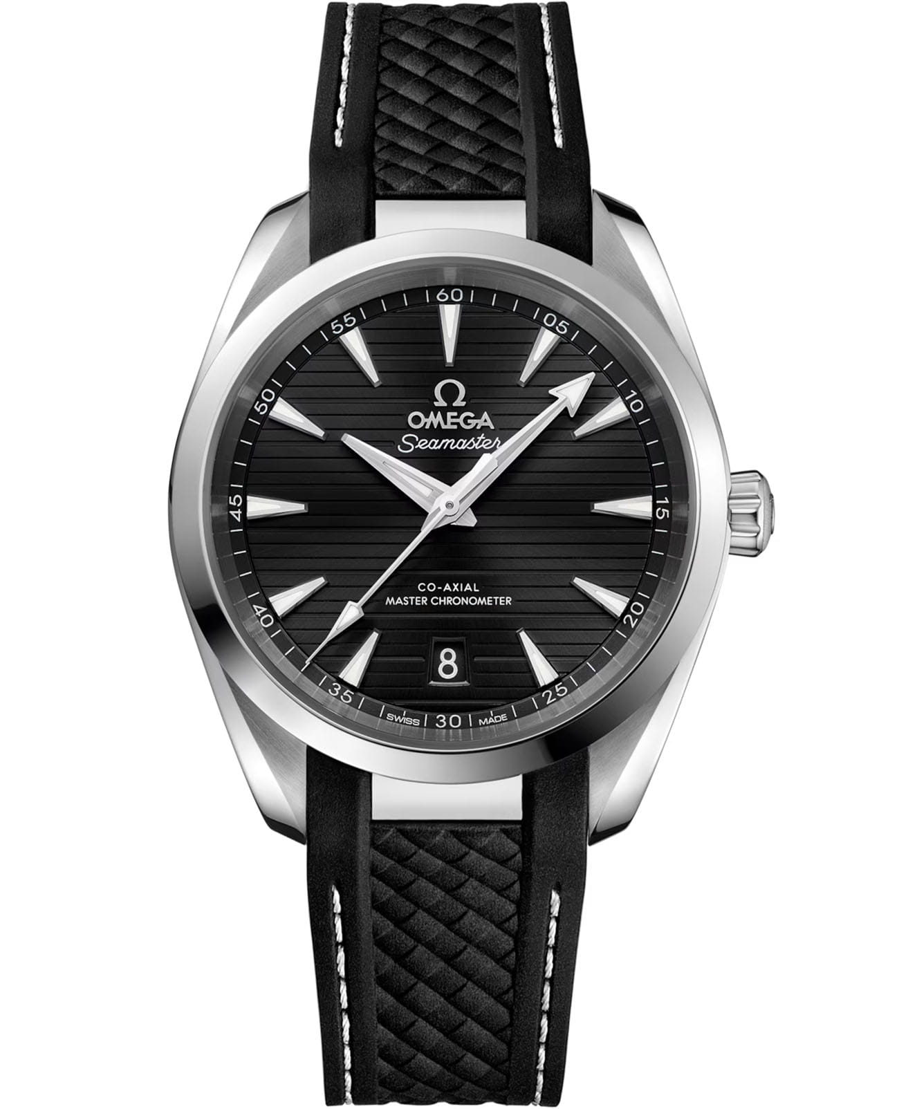 Omega Omega Seamaster Aqua Terra 220.12.38.20.01.001 Aqua Terra 22012382001001 механические мужские часы черный циферблат, браслет каучук — вид спереди