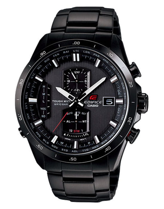 Casio Casio Edifice EQW-A1110DC-1A EQW EQW-A1110DC-1A кварцевые мужские часы черный циферблат, браслет сталь с ip покрытием — вид спереди