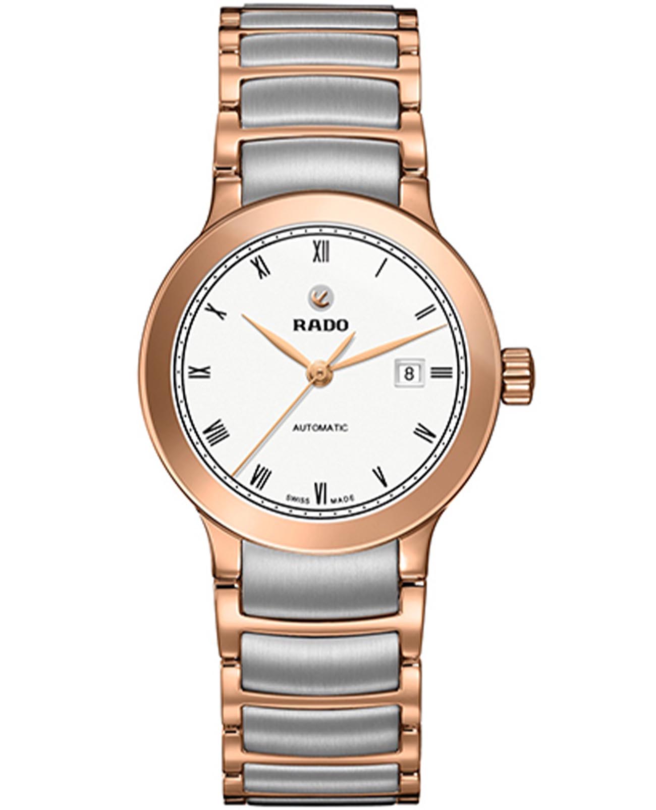 Rado Rado Centrix R30183013 Automatic R30183013 механические женские часы белый циферблат, браслет сталь + pvd + керамика — вид спереди