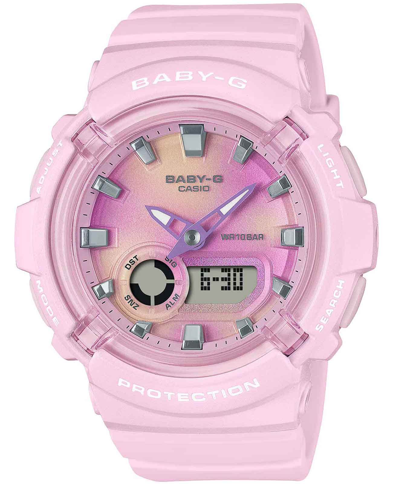 Casio Casio Baby-G BGA-280TD-4A  BGA-280TD-4A кварцевые женские часы розовый циферблат, браслет пластик — вид спереди