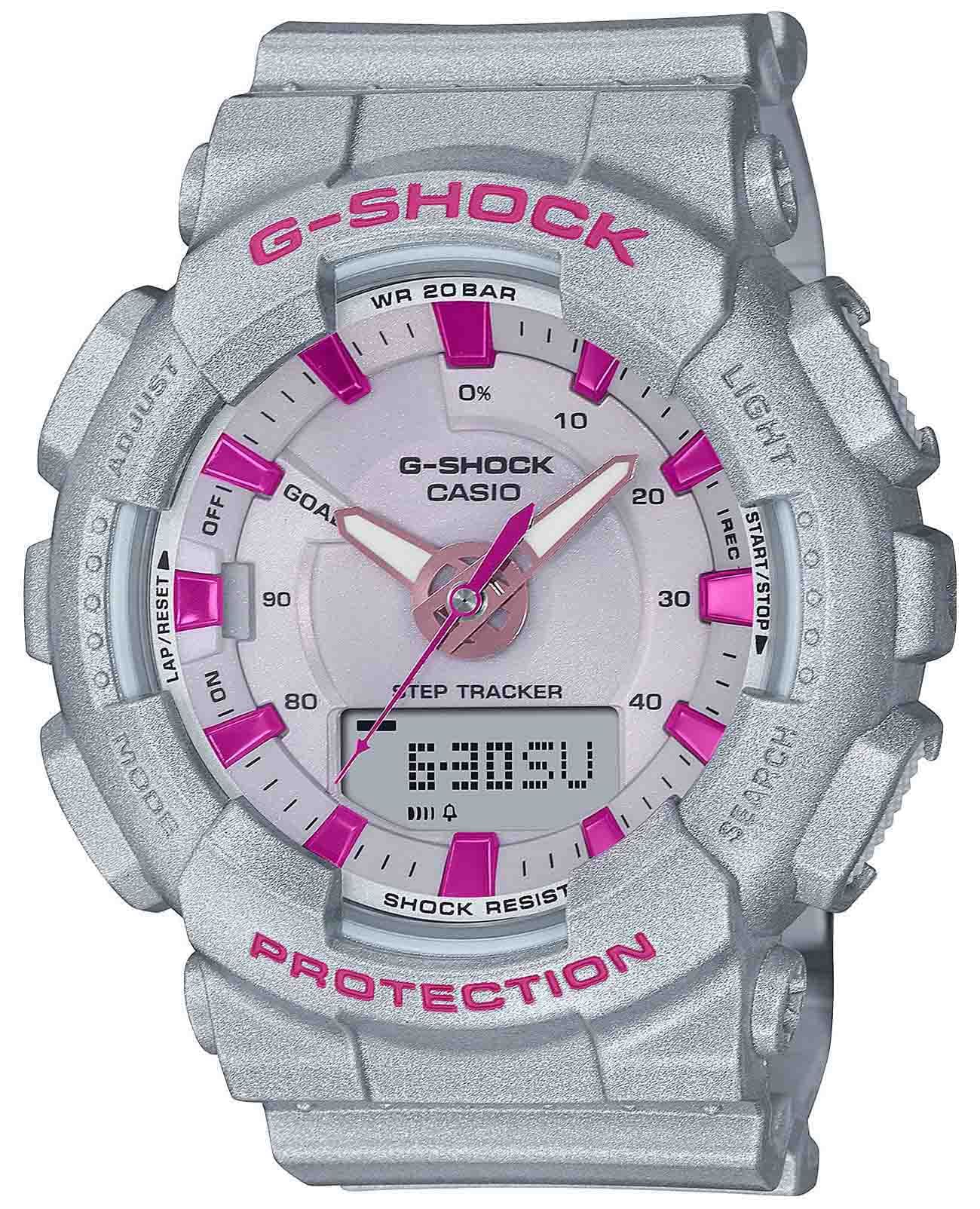 Casio Casio G-Shock GMA-S130NP-8A  GMA-S130NP-8A электронные женские часы  циферблат, браслет пластик — вид спереди