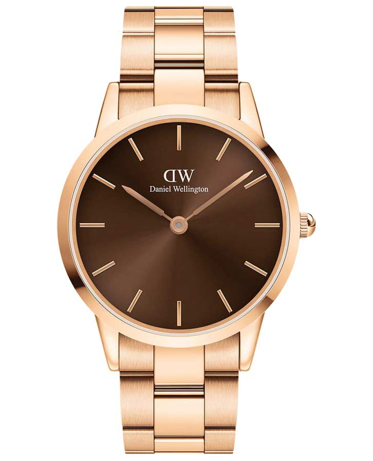 Daniel Wellington Daniel Wellington Iconic Link Amber DW00100460  DW00100460 кварцевые мужские часы коричневый циферблат, браслет сталь c pvd покрытием — вид спереди