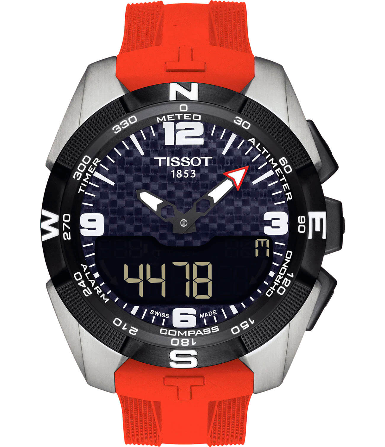 Tissot Tissot T-Touch Expert Solar T091.420.47.057.00 T Touch T0914204705700 кварцевые мужские часы черный циферблат, браслет силикон — вид спереди