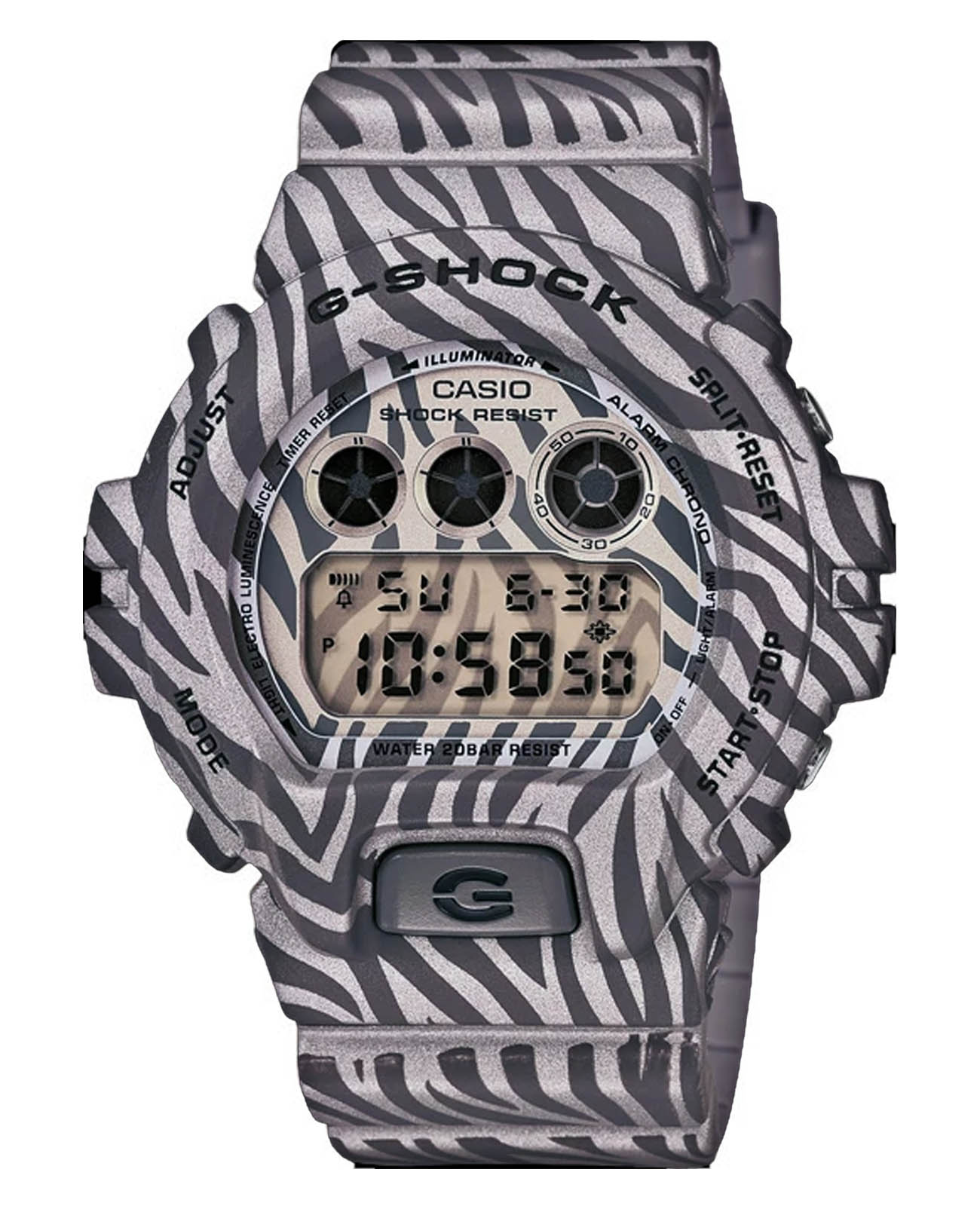 Casio Casio G-Shock DW-6900ZB-8DR  DW-6900ZB-8DR электронные мужские часы бежевый циферблат, браслет пластик — вид спереди