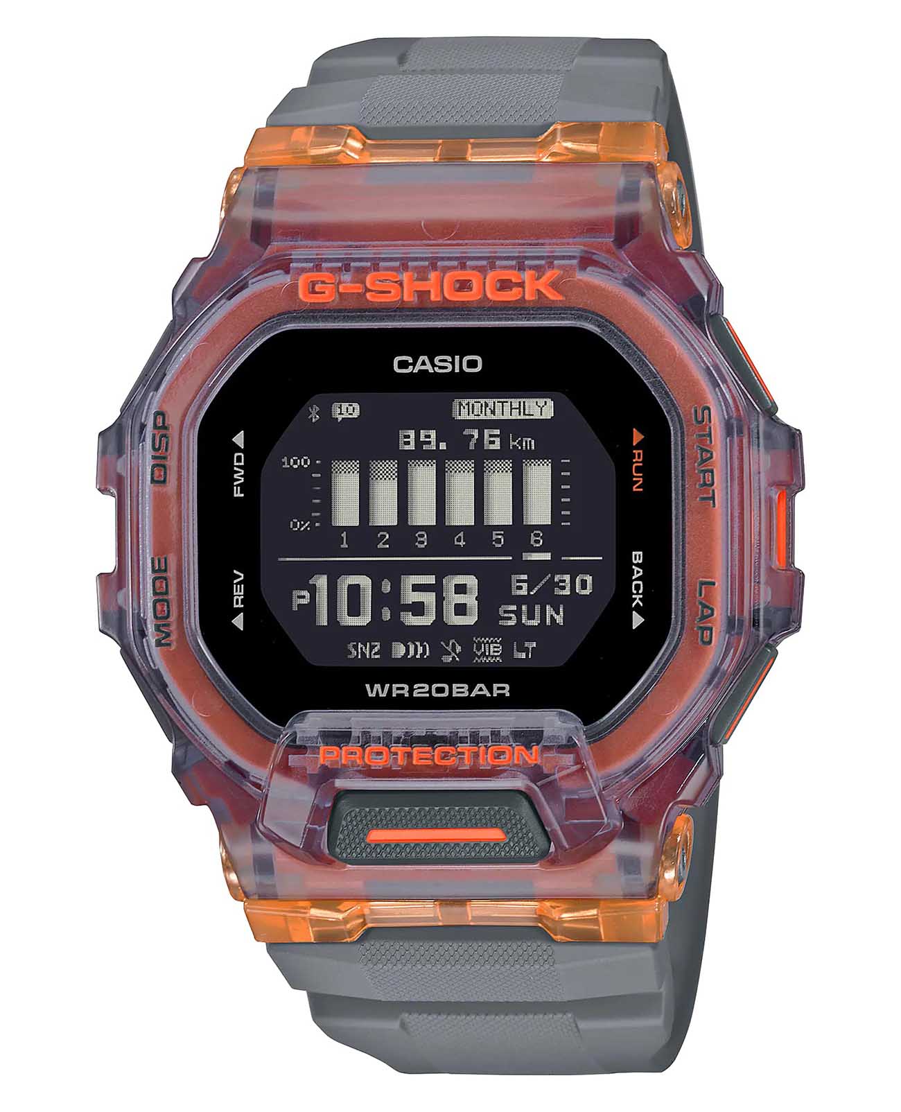 Casio Casio G-Shock GBD-200SM-1A5DR (GBD-200SM-1A5) G-SQUAD GBD-200SM-1A5 электронные мужские часы цветной циферблат, браслет пластик — вид спереди