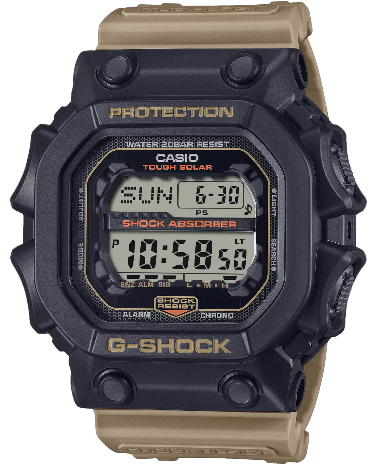 Casio Casio G-Shock GX-56TU-1A5DR (GX-56TU-1A5) лимитированной серии GX-56TU-1A5DR электронные мужские часы  циферблат, браслет пластик — вид спереди