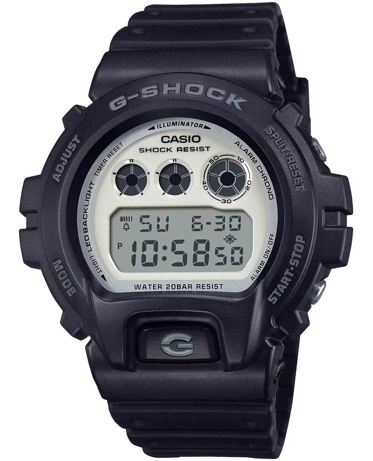 Casio Casio G-Shock DW-6900WD-1D  DW-6900WD-1D электронные мужские часы белый циферблат, браслет пластик — вид спереди