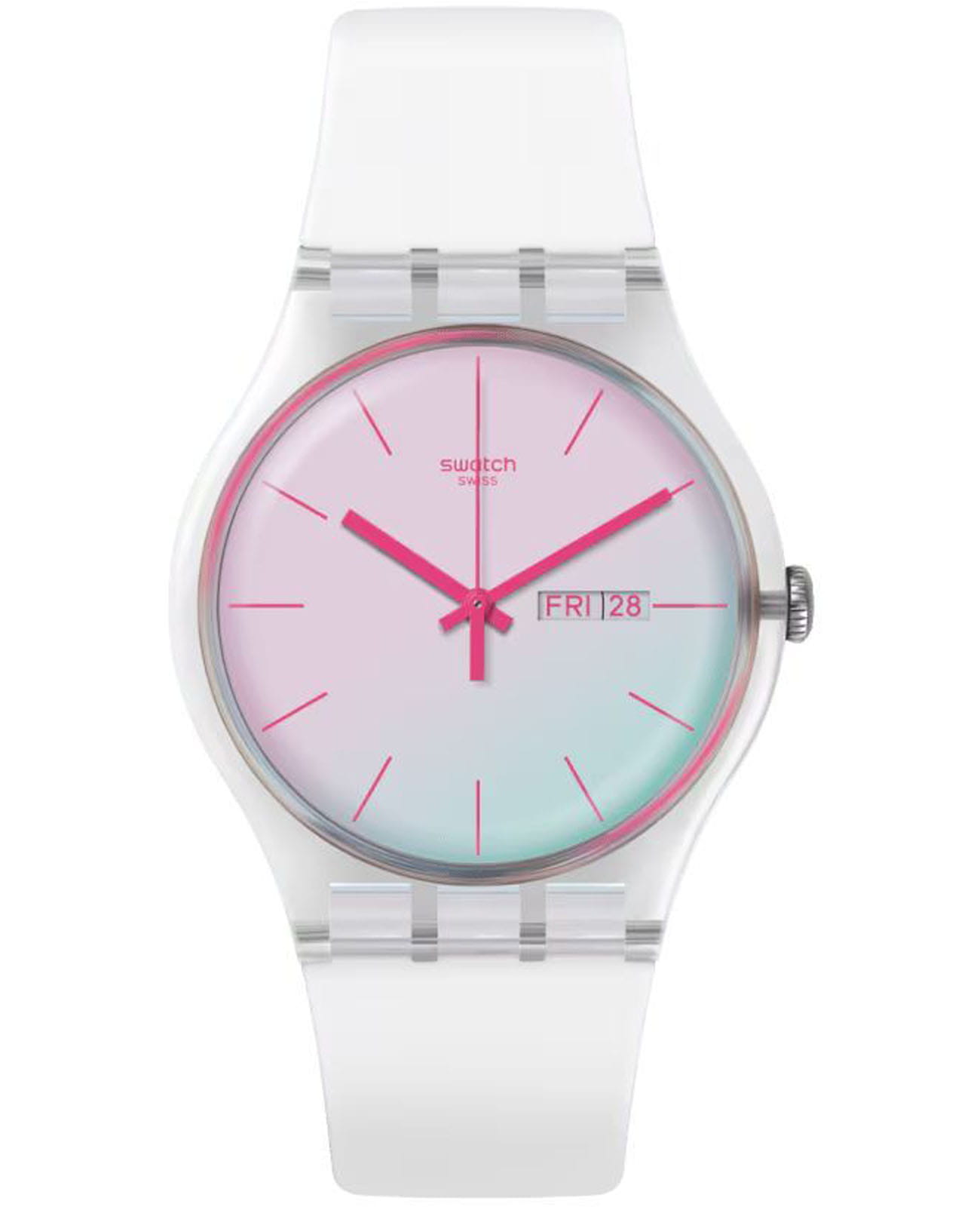 Swatch Swatch New Gent Biosourced SO29K704  SO29K704 кварцевые женские часы белый циферблат, браслет силикон — вид спереди