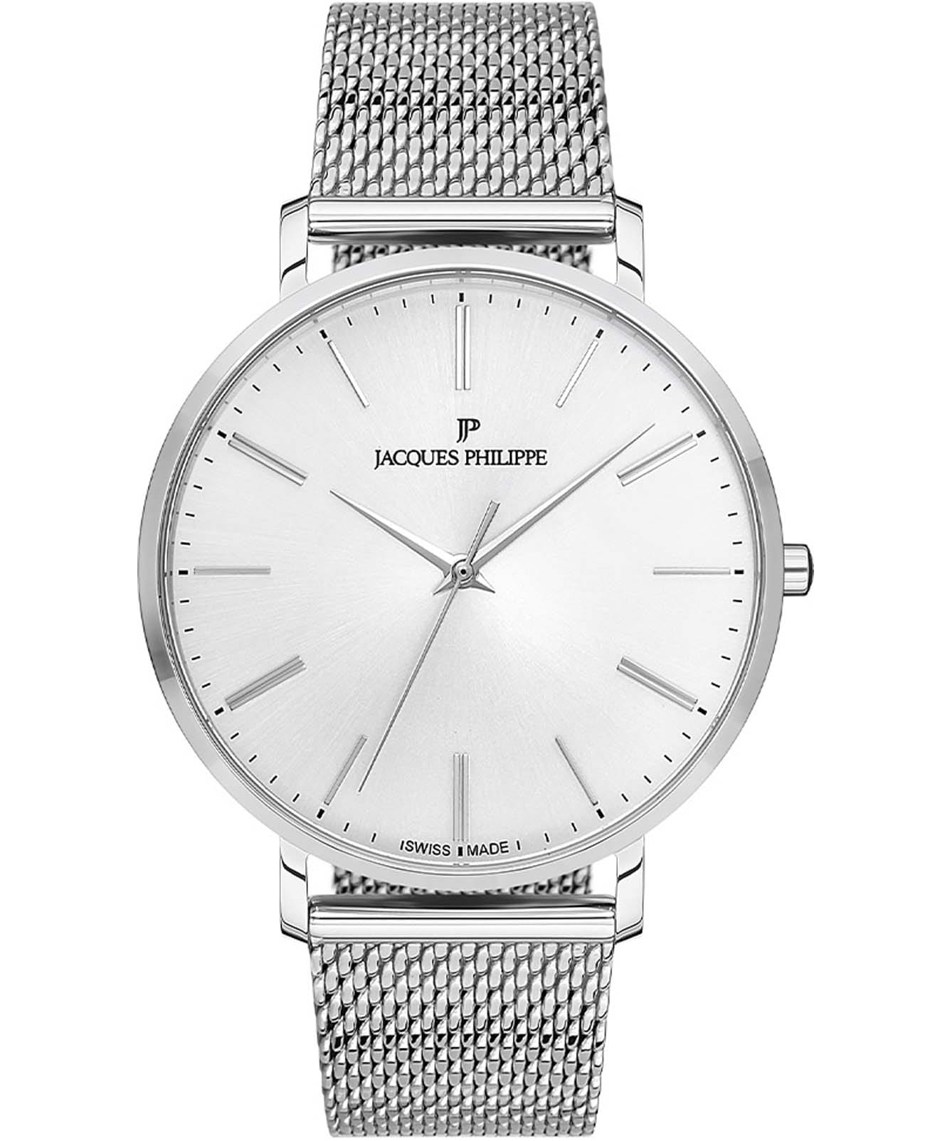 Jacques Philippe Jacques Philippe Base JPQGS071226  JPQGS071226 кварцевые мужские часы белый циферблат, браслет нержавеющая сталь — вид спереди