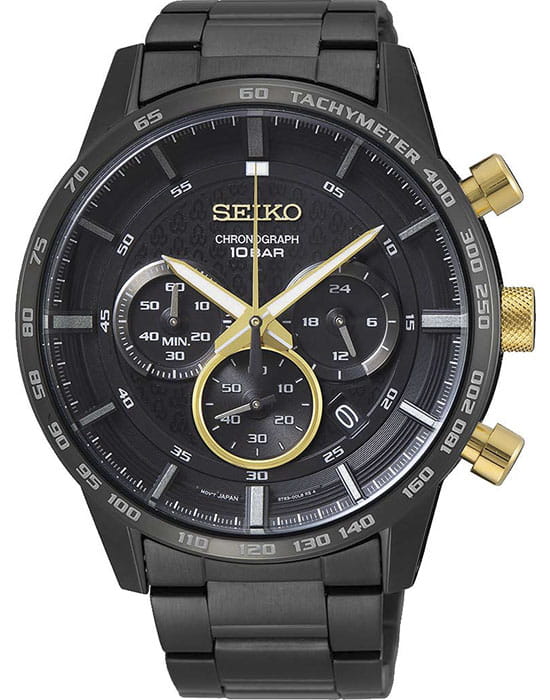 Seiko Seiko Conceptual Series Sports SSB363P1  SSB363P1 кварцевые мужские часы черный циферблат, браслет сталь c pvd покрытием — вид спереди