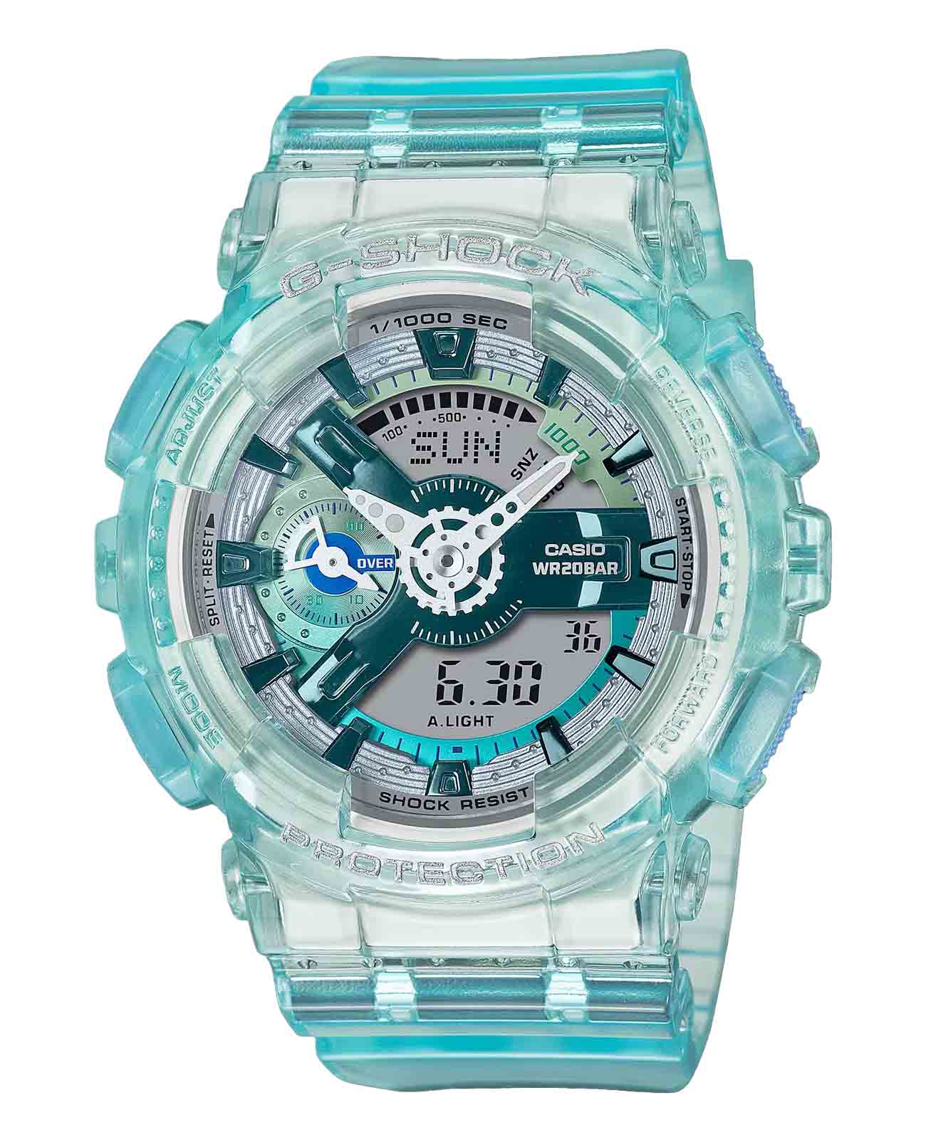 Casio Casio G-Shock GMA-S110VW-2ADR  GMA-S110VW-2ADR электронные женские часы голубой циферблат, браслет пластик — вид спереди