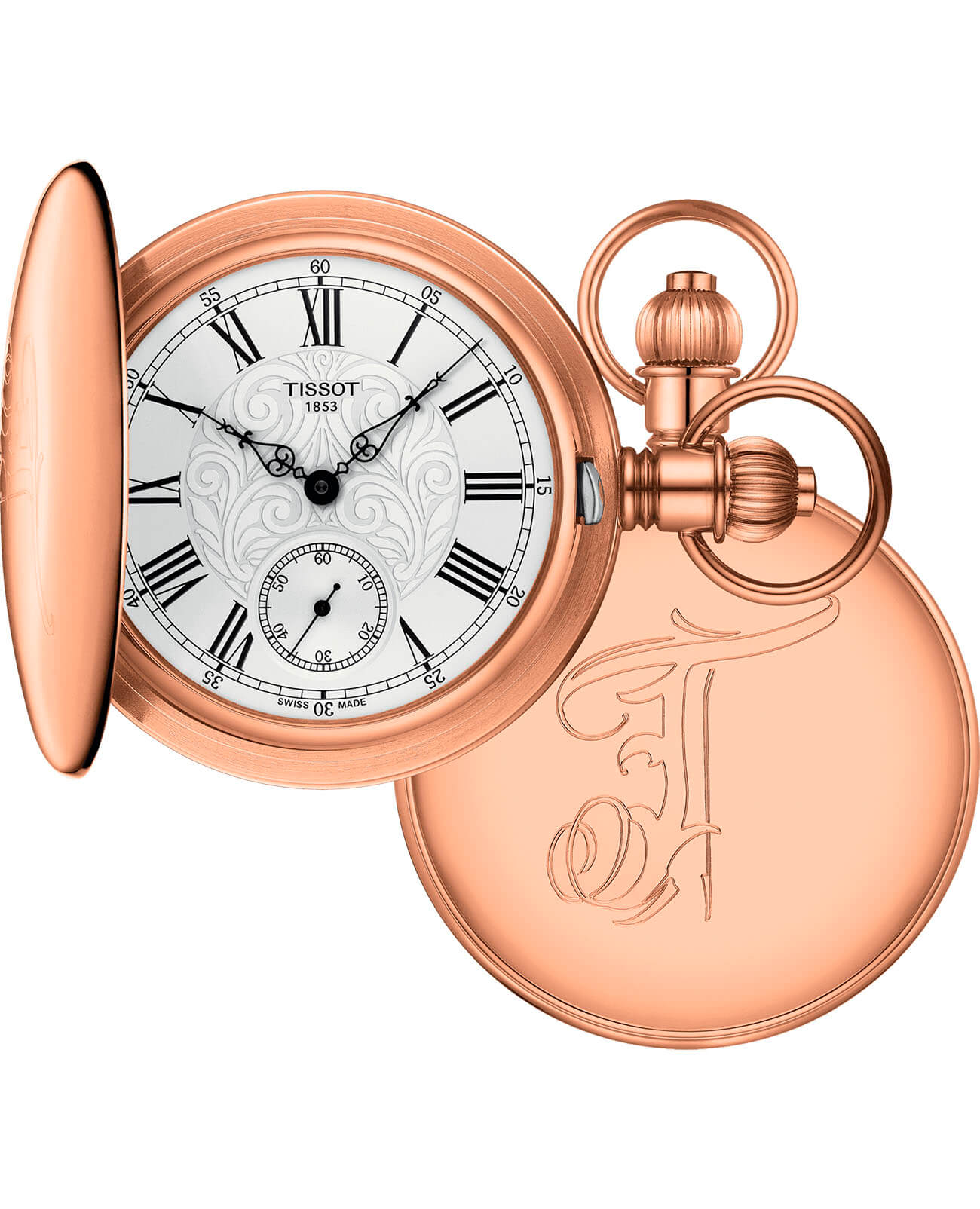 Tissot Tissot Savonnette Mechanical T864.405.99.033.01  T8644059903301 механические мужские часы белый циферблат, браслет латунь — вид спереди