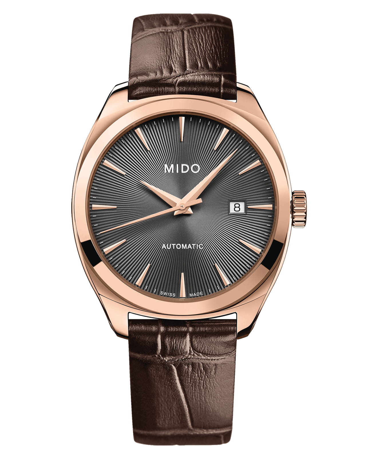 Mido Mido Belluna Royal Gent M024.507.36.061.00  M0245073606100 механические мужские часы синий циферблат, браслет кожаный — вид спереди