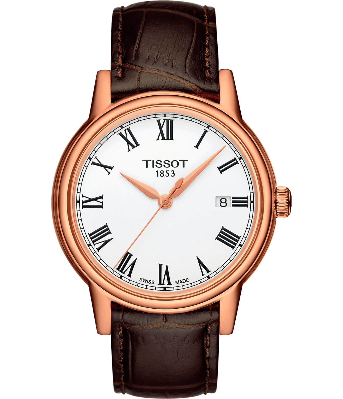 Tissot Tissot Carson T085.410.36.013.00 Carson T0854103601300 кварцевые мужские часы белый циферблат, браслет кожаный — вид спереди