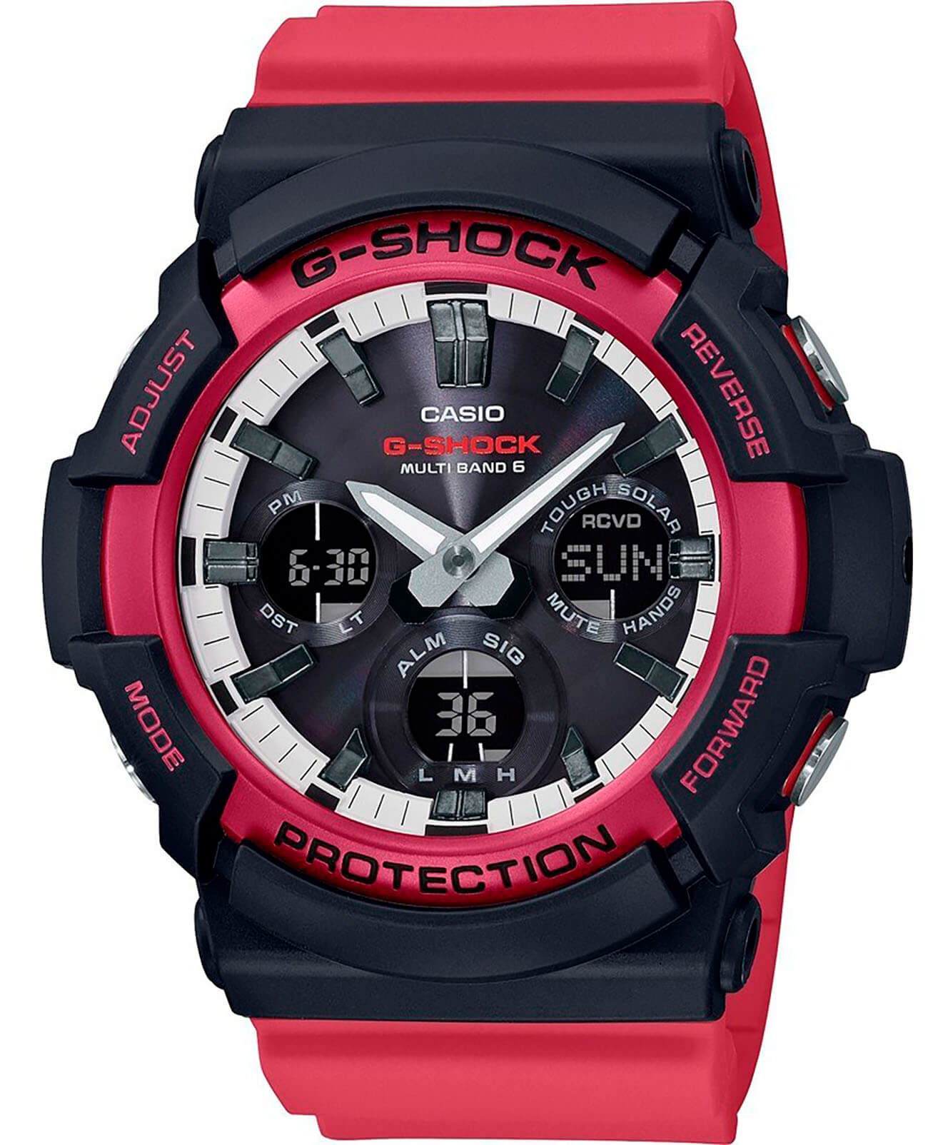 Casio Casio G-Shock GAW-100RB-1A  GAW-100RB-1AER электронные мужские часы черный циферблат, браслет пластик — вид спереди