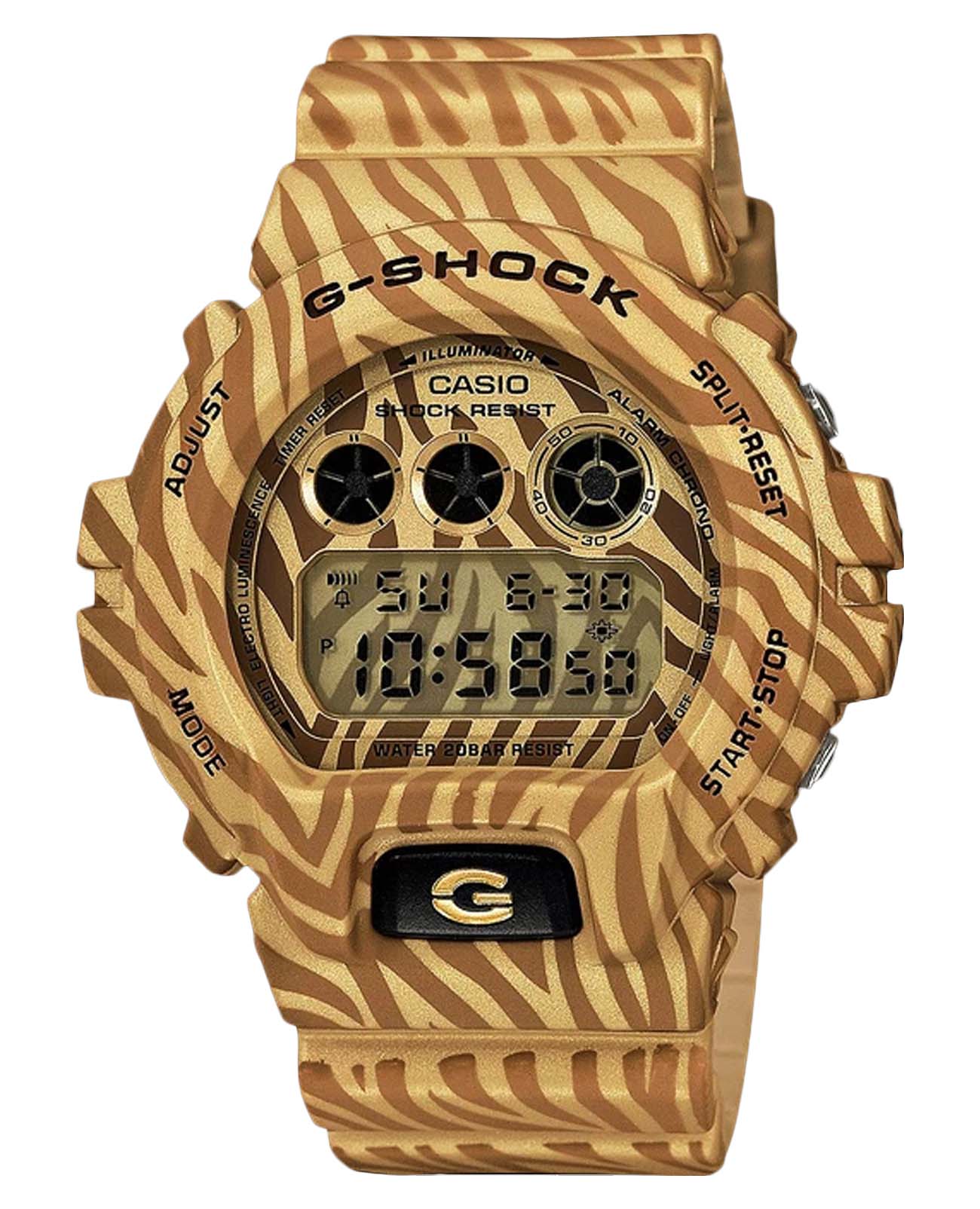 Casio Casio G-Shock DW-6900ZB-9DR  DW-6900ZB-9DR электронные мужские часы бежевый циферблат, браслет пластик — вид спереди