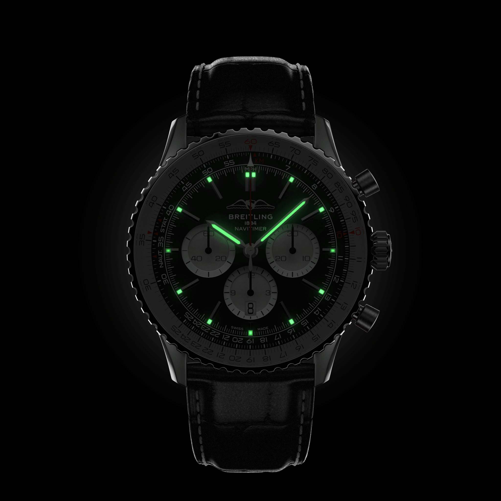 Breitling Breitling Navitimer B01 Chronograph 46 AB0137211B1P1, navitimer швейцария мужские часы на браслете кожаный боковой вид