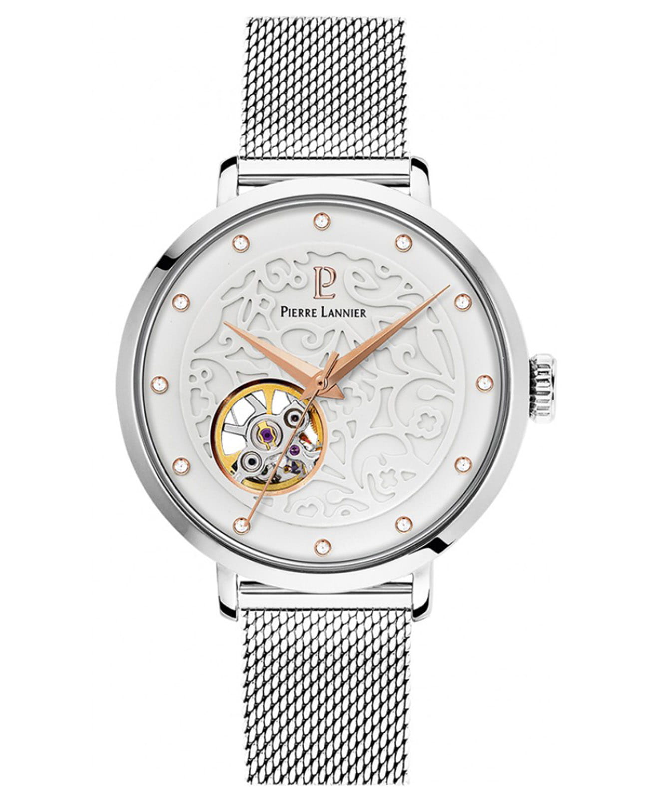 Pierre Lannier Pierre Lannier Eolia 311D601  311D601 механические женские часы белый циферблат, браслет нержавеющая сталь — вид спереди