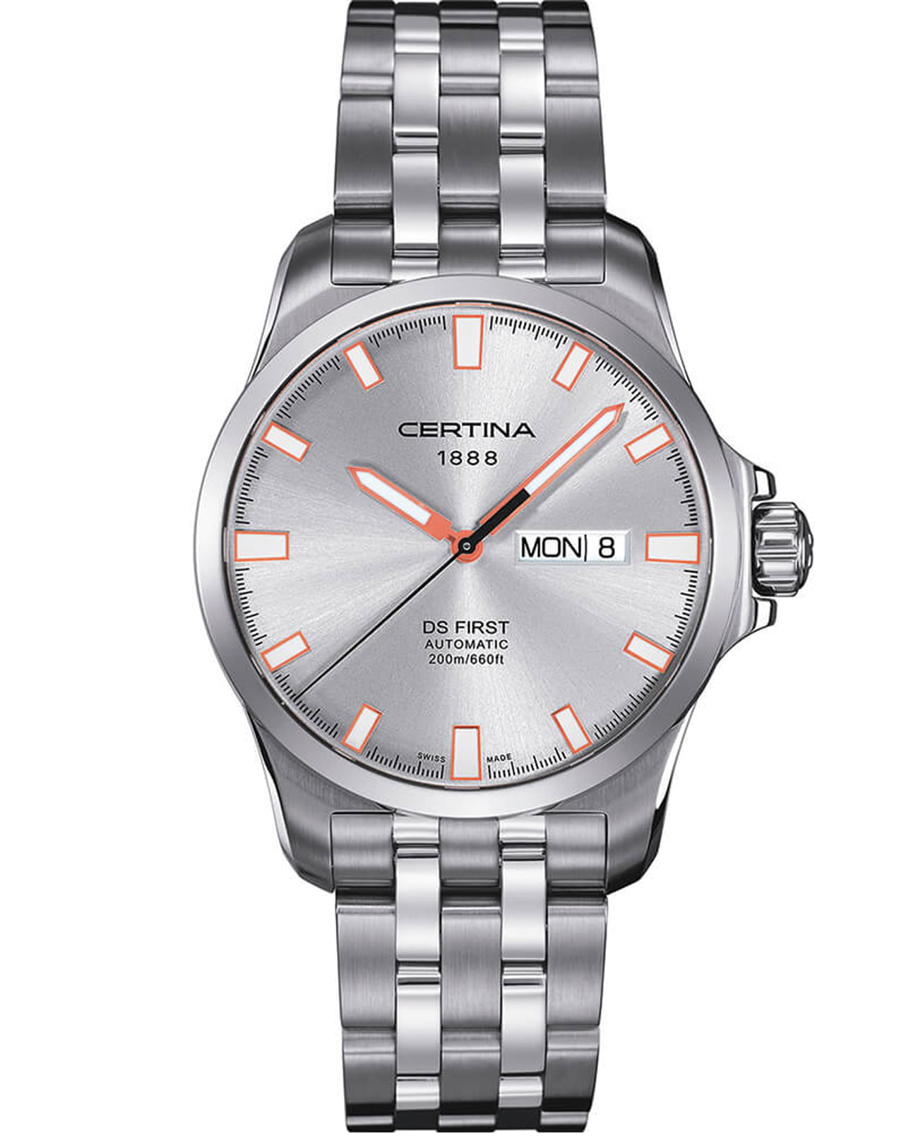 Certina Certina C014.407.11.031.01  C0144071103101 кварцевые мужские часы серый циферблат, браслет нержавеющая сталь — вид спереди