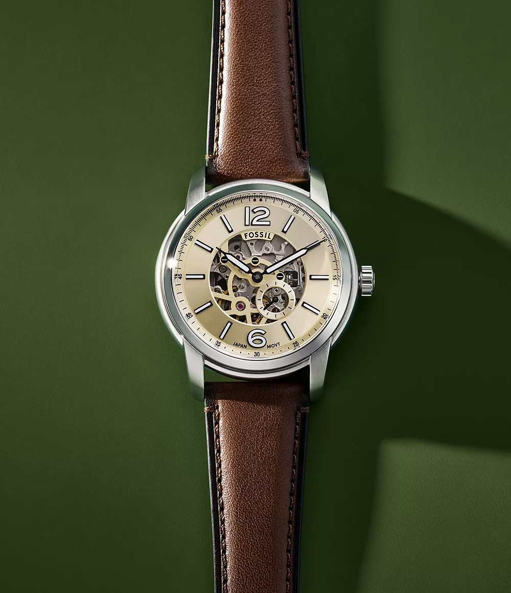 Fossil Fossil Heritage ME3264,  сша мужские часы на браслете кожаный боковой вид