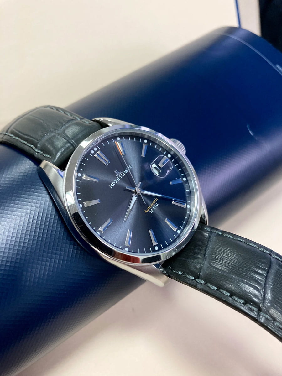 Jacques Lemans Jacques Lemans Classic 1-1859C кварцевые мужские часы часы крупный план синий циферблата