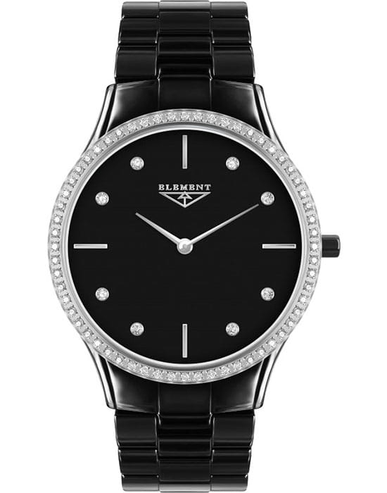 33 Element 33 Element 331703C  331703C кварцевые женские часы черный циферблат, браслет керамика — вид спереди