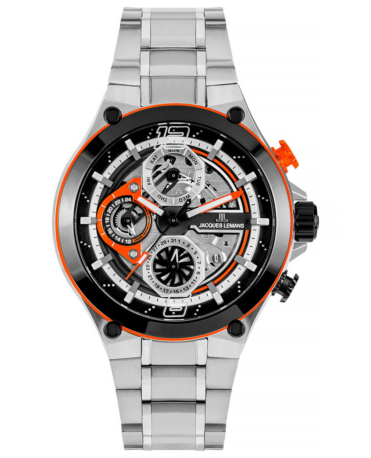 Jacques Lemans Jacques Lemans Sport 1-2150E  1-2150E кварцевые мужские часы  циферблат, браслет нержавеющая сталь — вид спереди