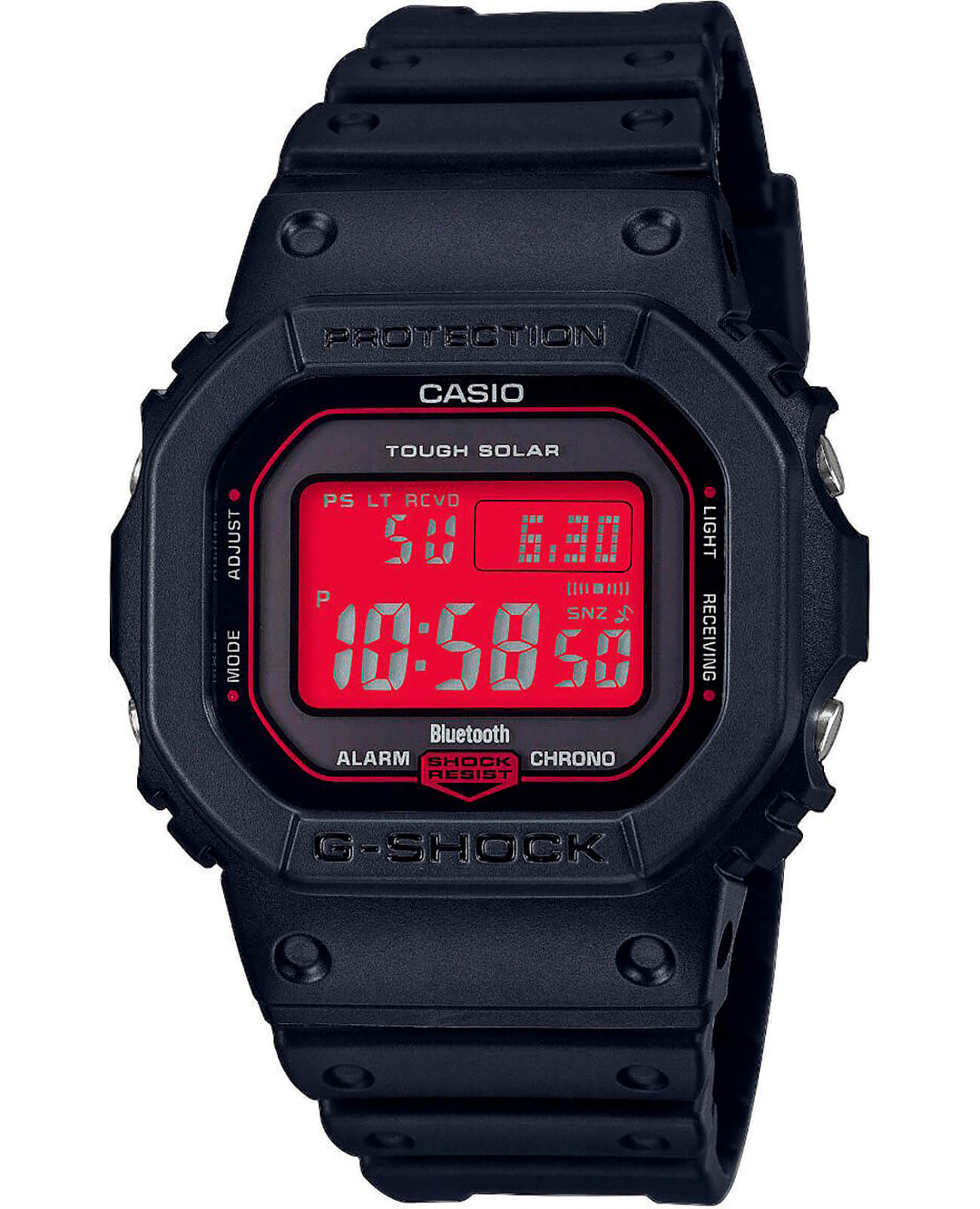 Casio Casio G-Shock GW-B5600AR-1  GW-B5600AR-1ER электронные мужские часы красный циферблат, браслет пластик — вид спереди