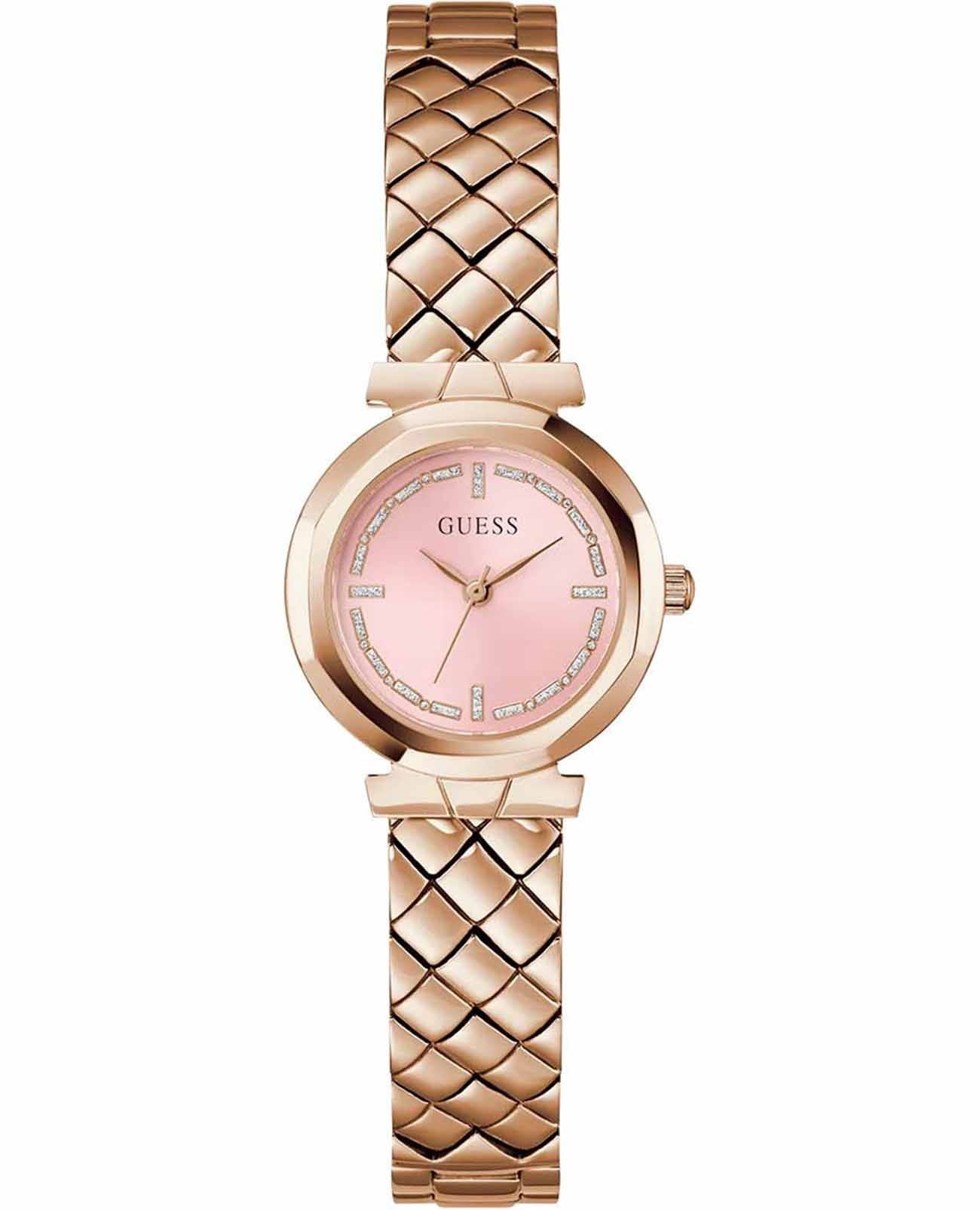 Guess Guess Bejeweled GW0839L3  GW0839L3 кварцевые женские часы розовый циферблат, браслет нержавеющая сталь с ip-покрытием — вид спереди