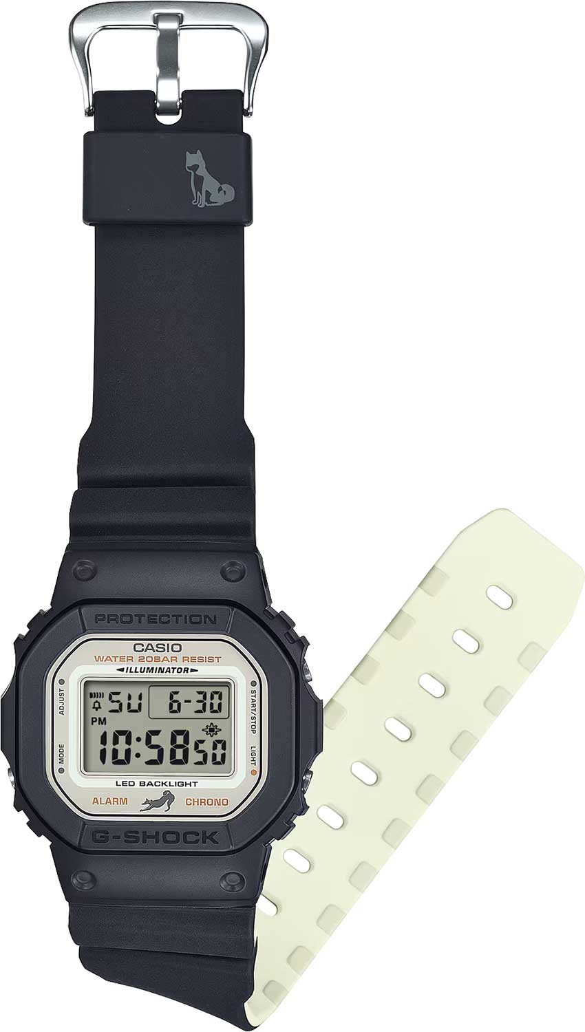 Casio Casio G-Shock DW-5600SHB-1 электронные мужские часы часы крупный план бежевый циферблата