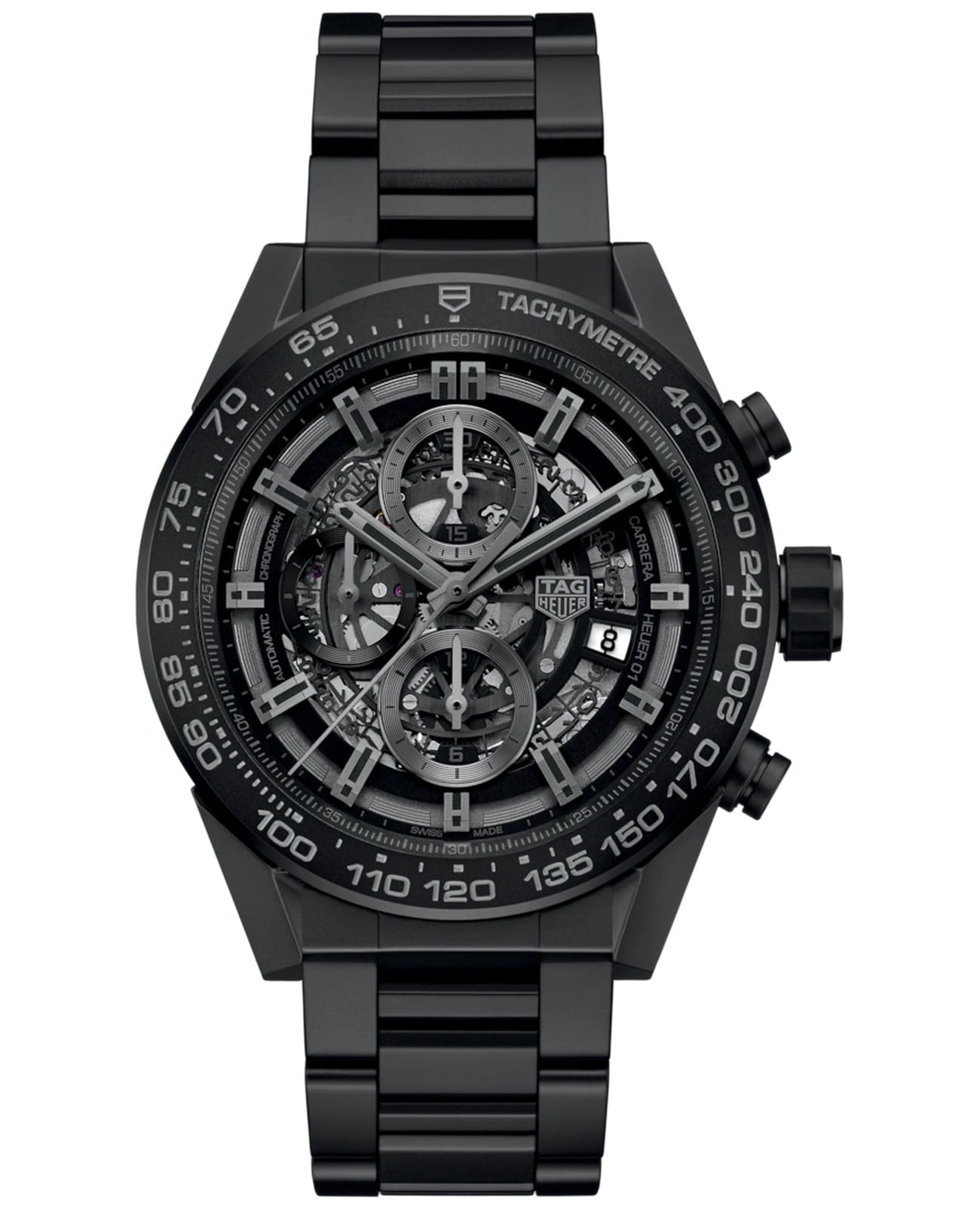 TAG Heuer TAG Heuer Carrera CAR2A91.BH0742  CAR2A91.BH0742 механические мужские часы черный циферблат, браслет керамика — вид спереди