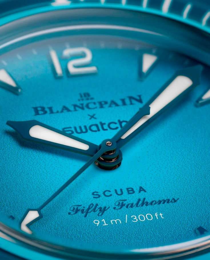 Swatch Swatch x Blancpain Blue Lagoon SO35L400 мужские часы голубой циферблат на запястье