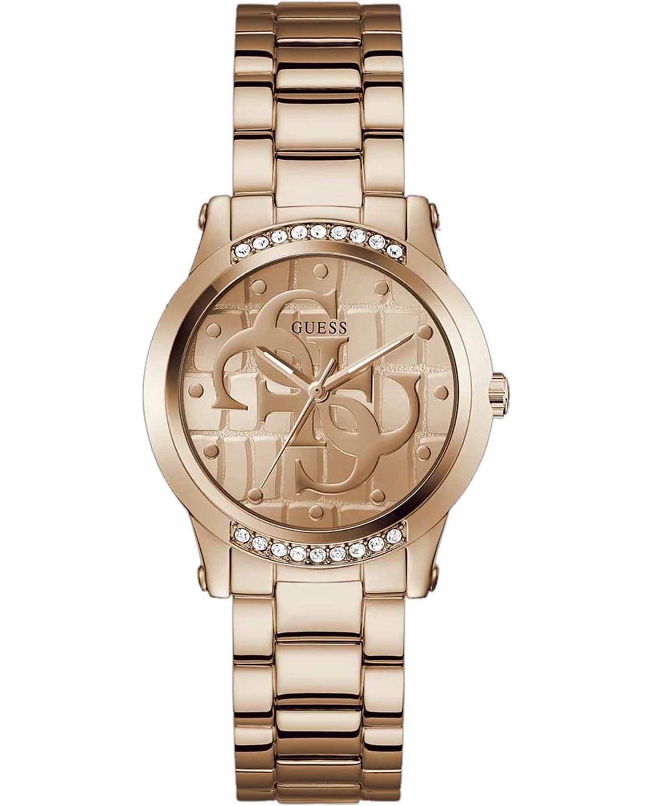 Guess Guess Trend GW0861L3  GW0861L3 кварцевые женские часы золотой циферблат, браслет нержавеющая сталь с ip-покрытием — вид спереди