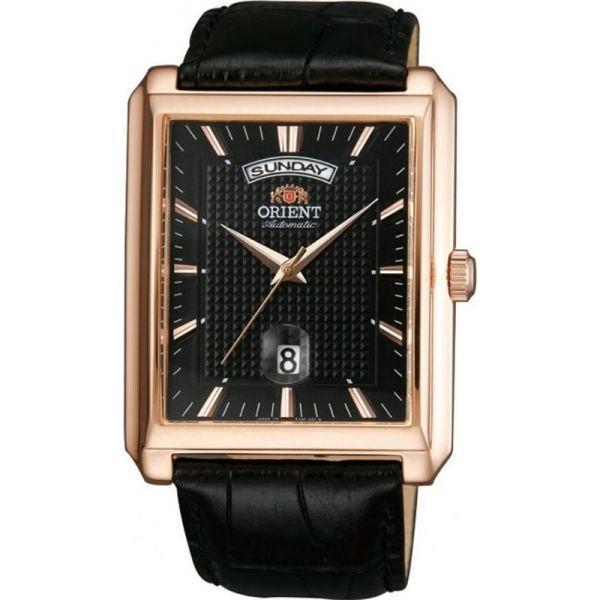 Orient Orient EVAF001B (FEVAF001B)  FEVAF001B механические мужские часы черный циферблат, браслет кожа + текстиль — вид спереди