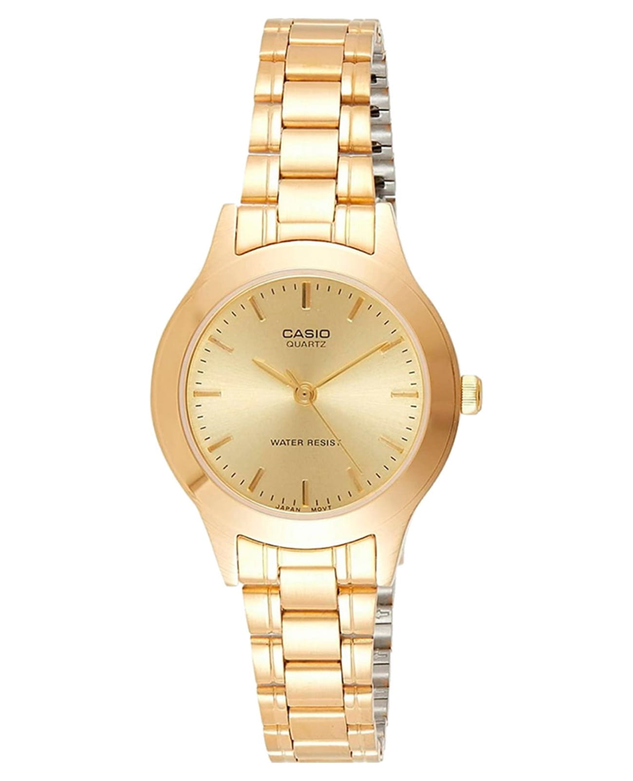 Casio Casio Collection LTP-1128N-9A  LTP-1128N-9A кварцевые женские часы золотой циферблат, браслет сталь с ip покрытием — вид спереди