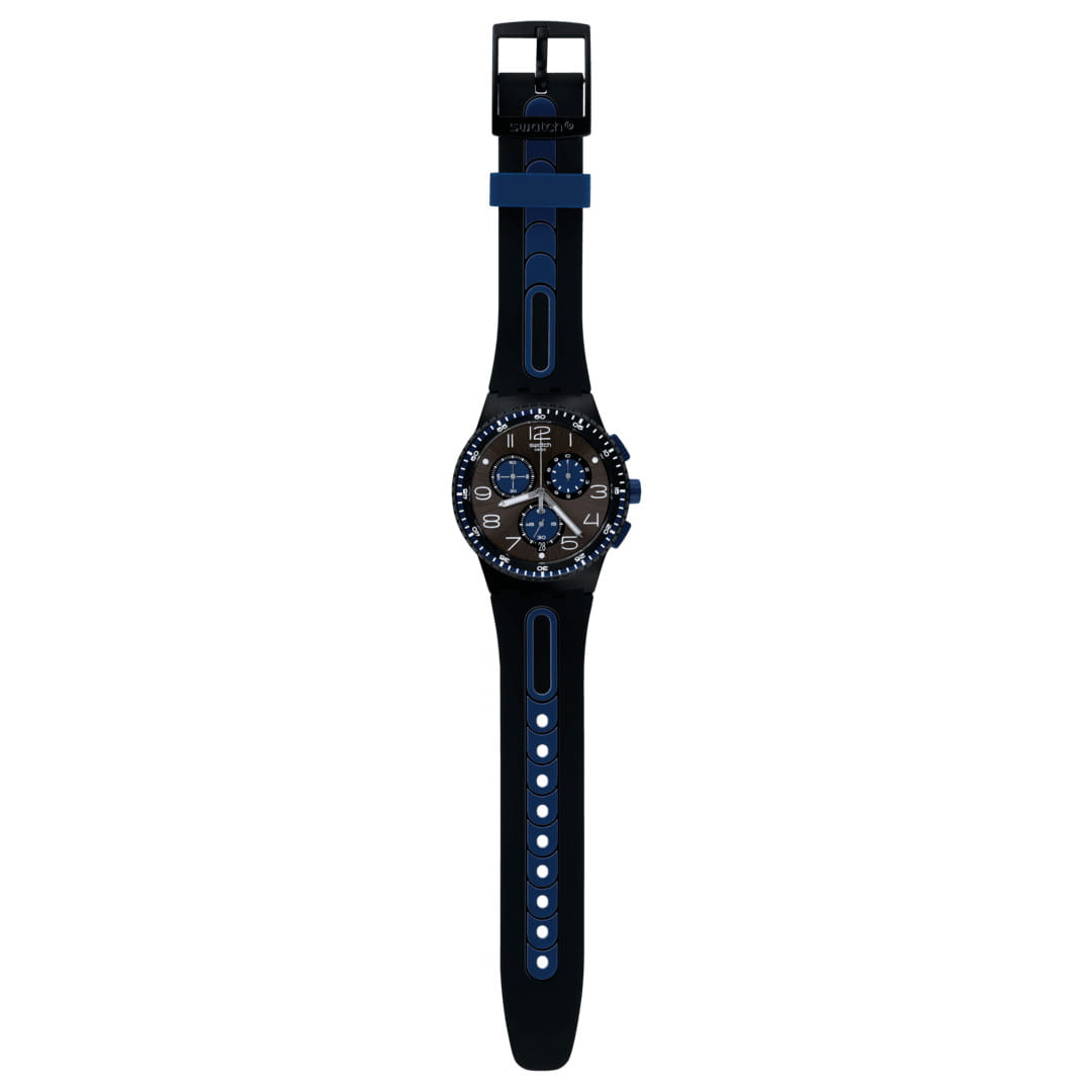 Swatch Swatch Chrono 42 Standard SUSB406 кварцевые мужские часы часы крупный план черный циферблата