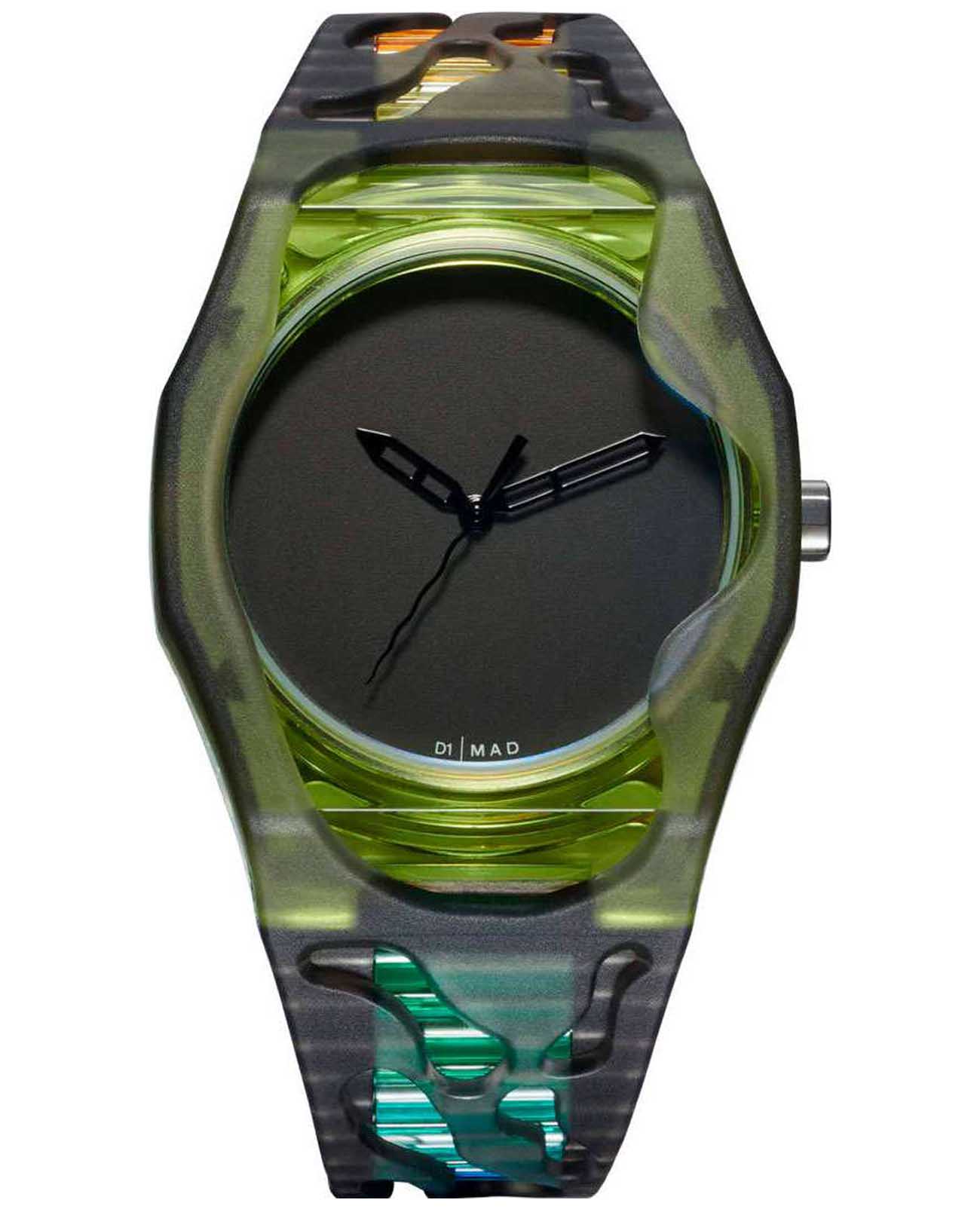 D1 Milano D1 Milano MAD Paris x D1 MDRJ04  MDRJ04 кварцевые мужские часы черный циферблат, браслет  нейлоновое волокно с полиуретановыми вставками — вид спереди