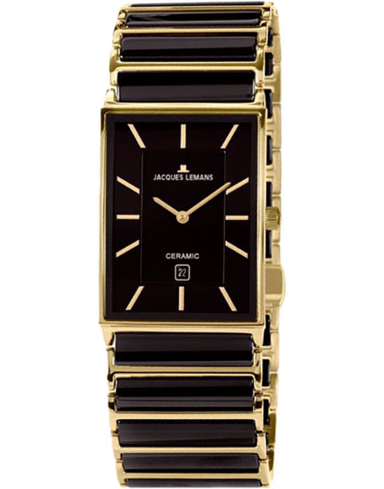 Jacques Lemans Jacques Lemans High Tech Ceramic 1-1593G  1-1593G кварцевые мужские часы черный циферблат, браслет сталь + ip + керамика — вид спереди