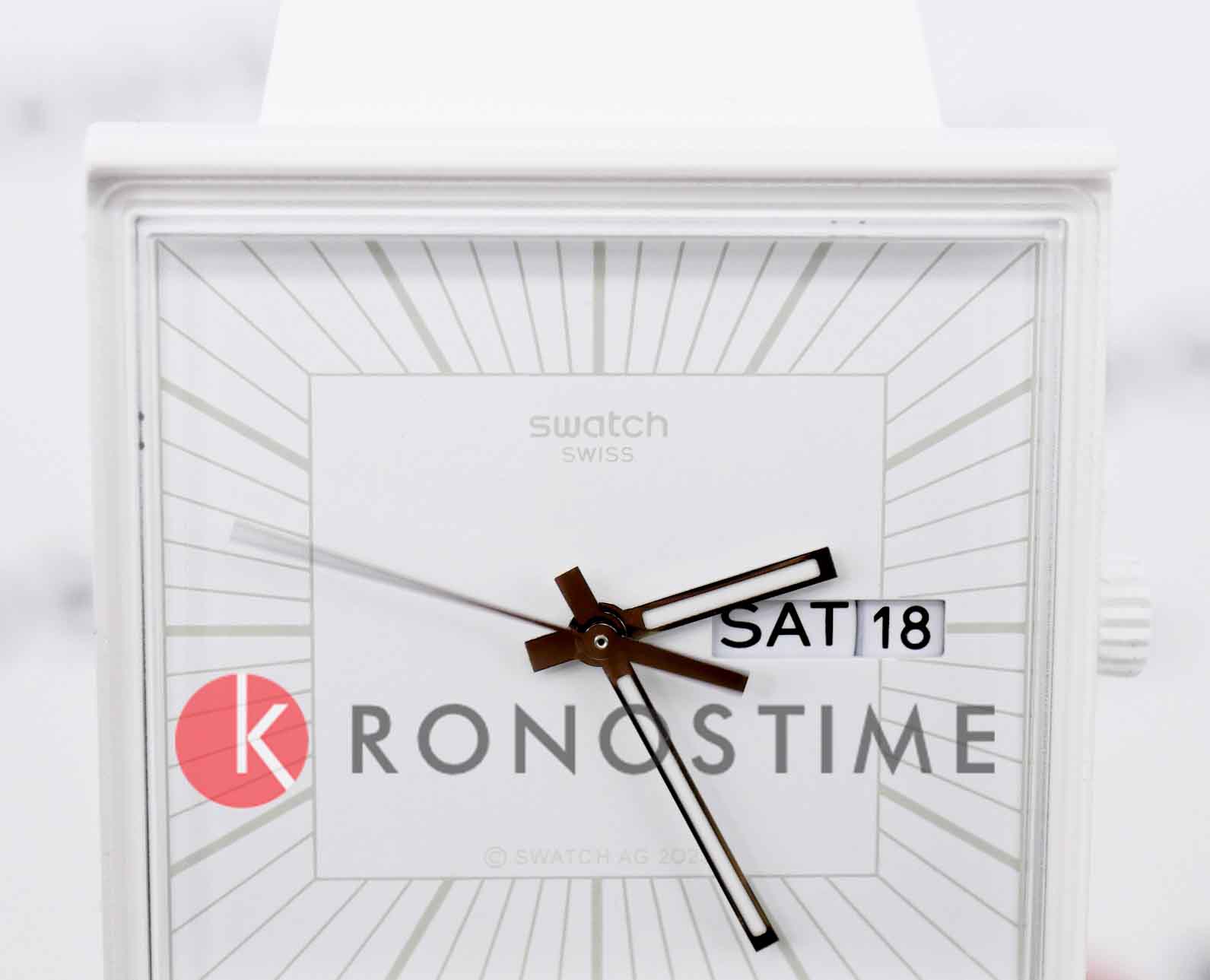 Swatch Swatch Square Bioceramic Standard SO34W700, bioceramic швейцария мужские часы на браслете биоматериал боковой вид