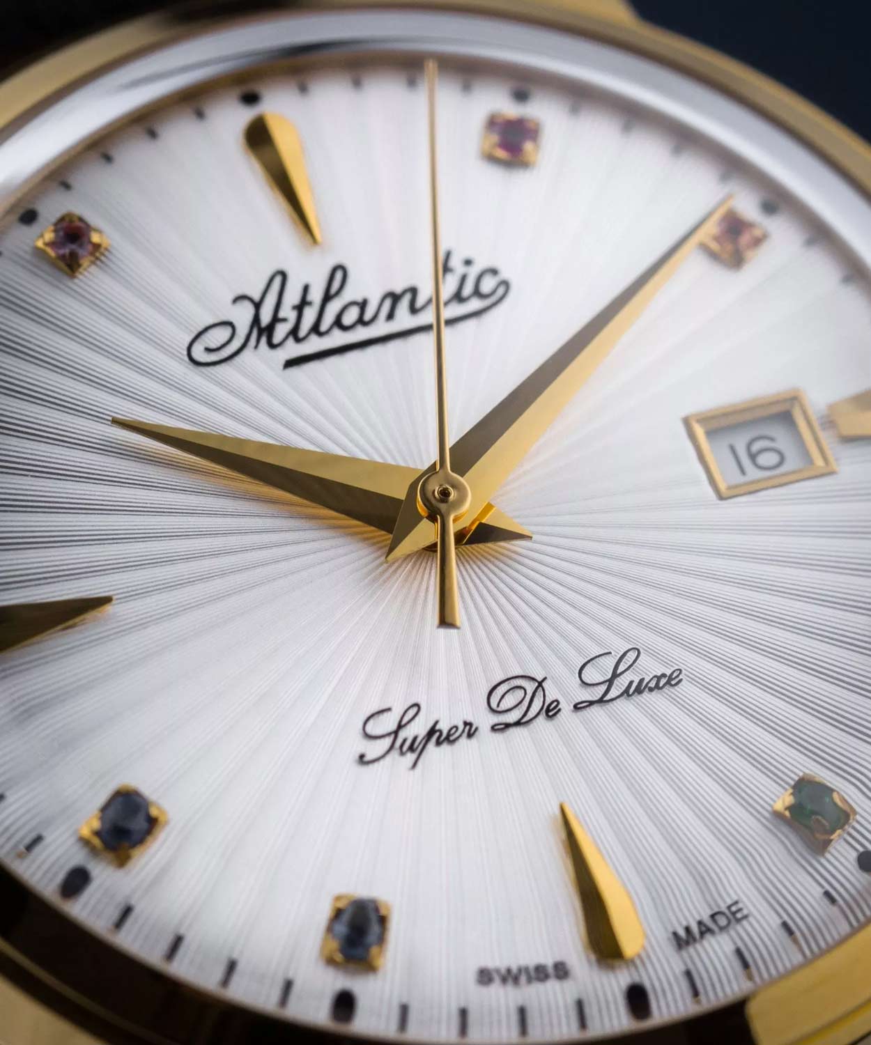 Оригинальные часы Atlantic Atlantic Super De Luxe Precious Stones Rainbow Edition 29355.45.29LBK кварцевые калибр механизма  общий вид