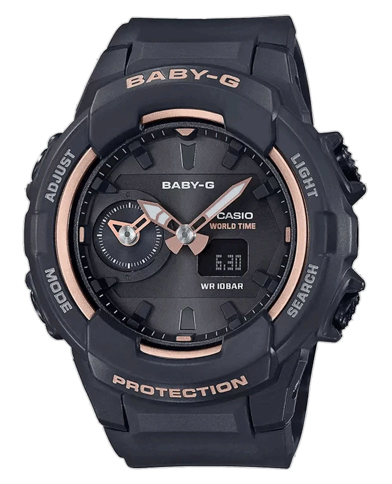 Casio Casio Baby-G BGA-230SA-1ADR  BGA-230SA-1ADR кварцевые женские часы черный циферблат, браслет полимер — вид спереди